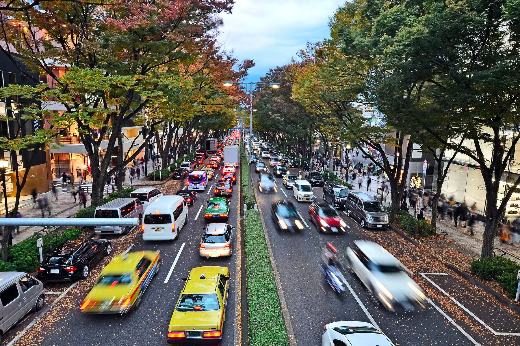 Road traffic in Omotesando, Tokyo