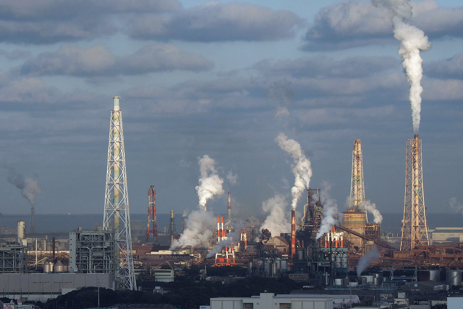 Nippon Steel industry is emitting CO2 in the air (Kitakyushu-City, Japan)