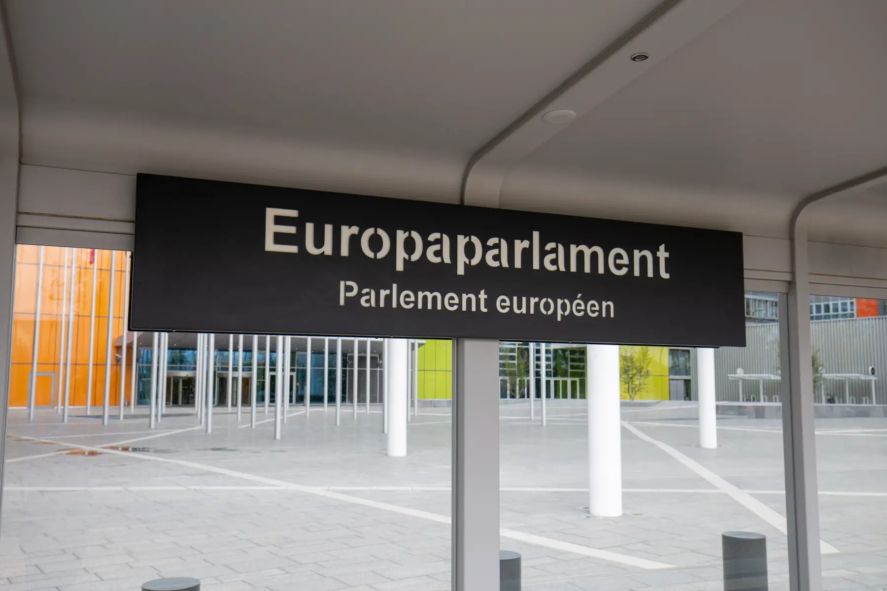 Train station 'Europaparlament' sign in Luxembourg