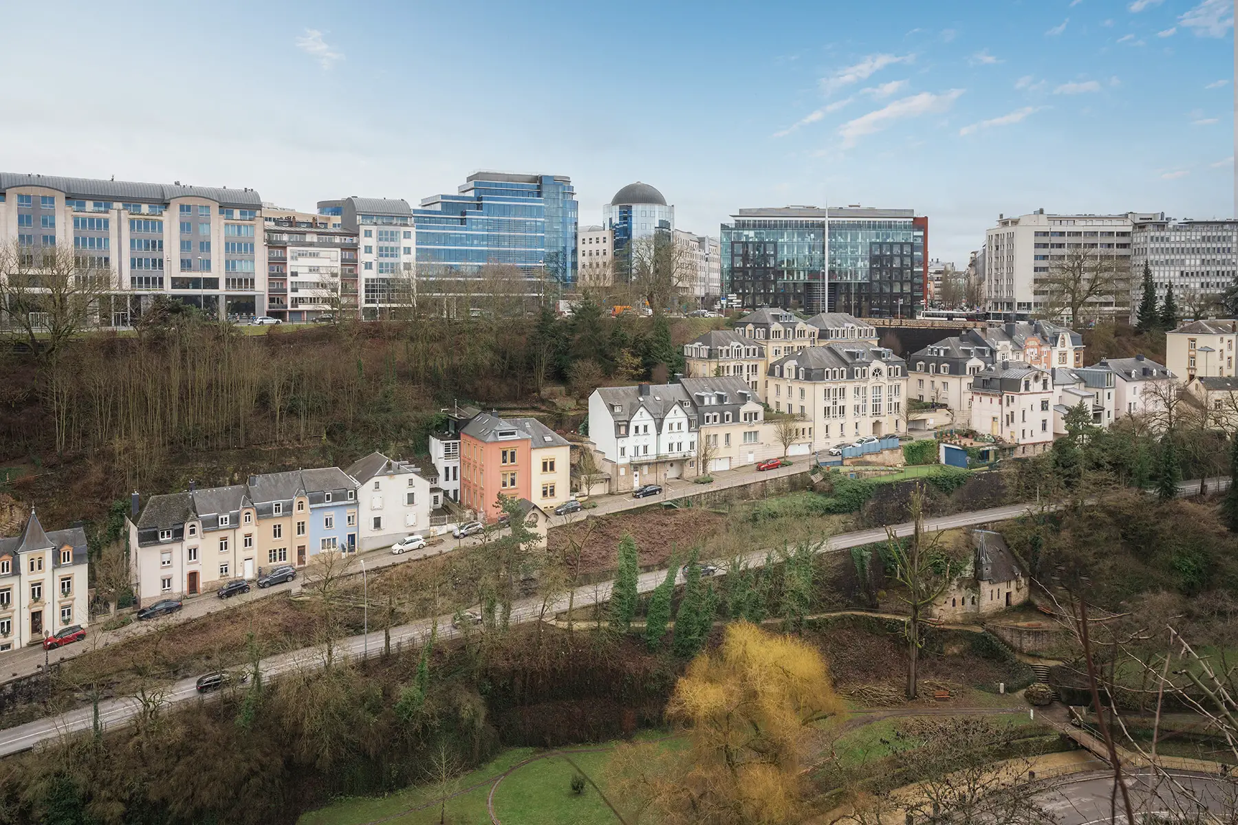 An aerial view of Luxembourg City