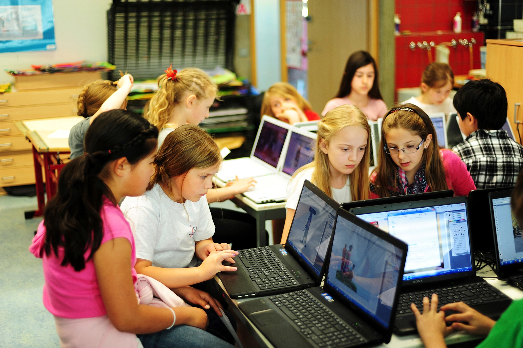 Children working on computers