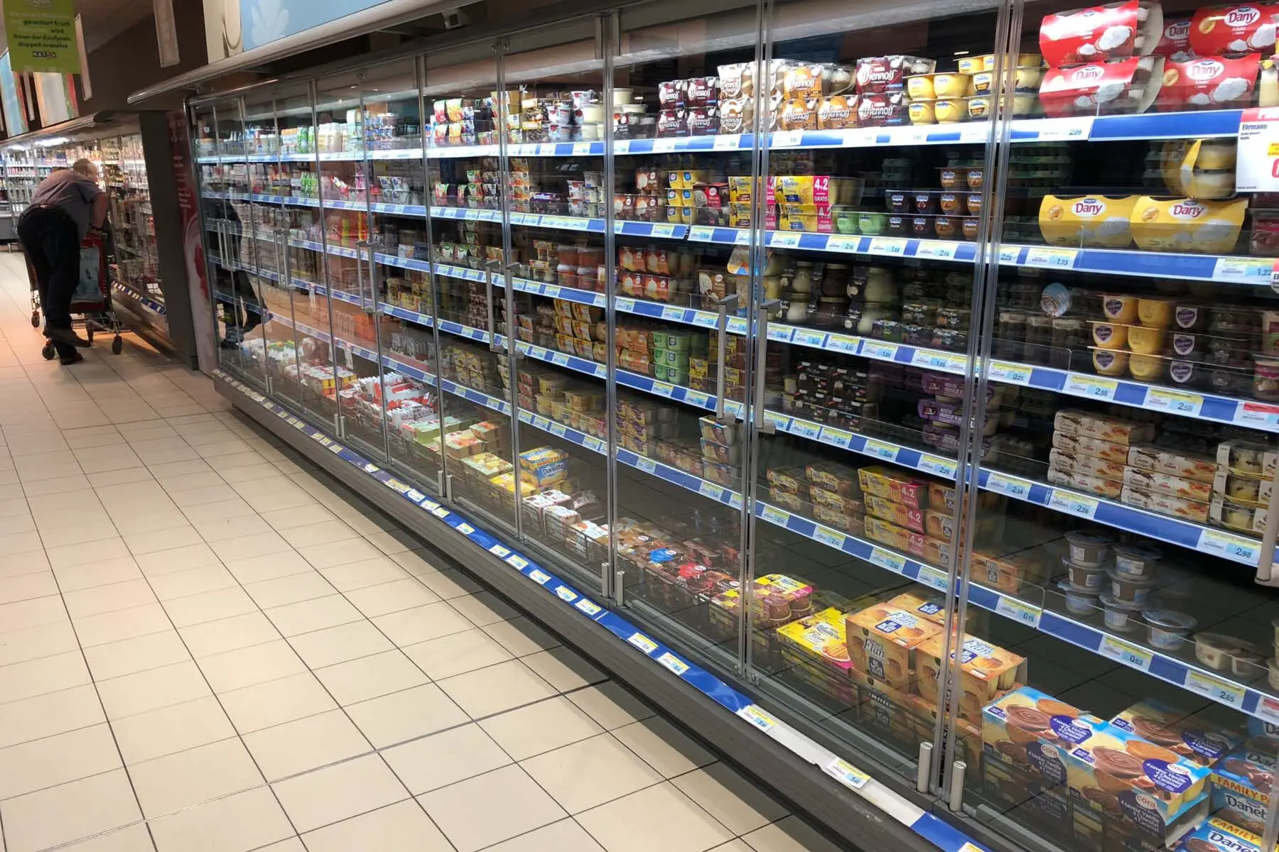 shopping aisles in luxembourg supermarket