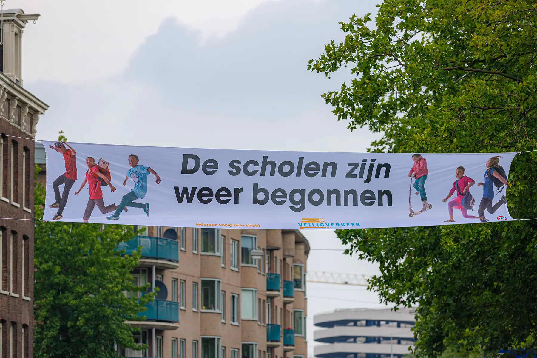 A banner marking the start of the school year in Amsterdam