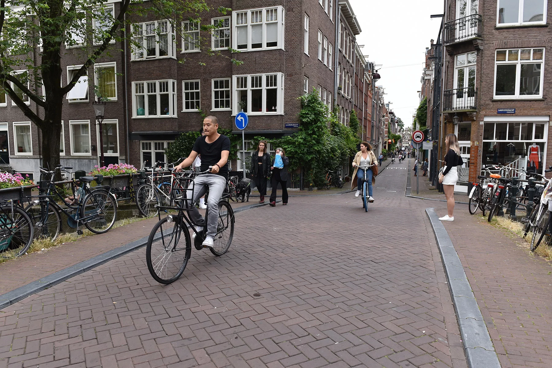 Cyclists on a street in Amsterdam