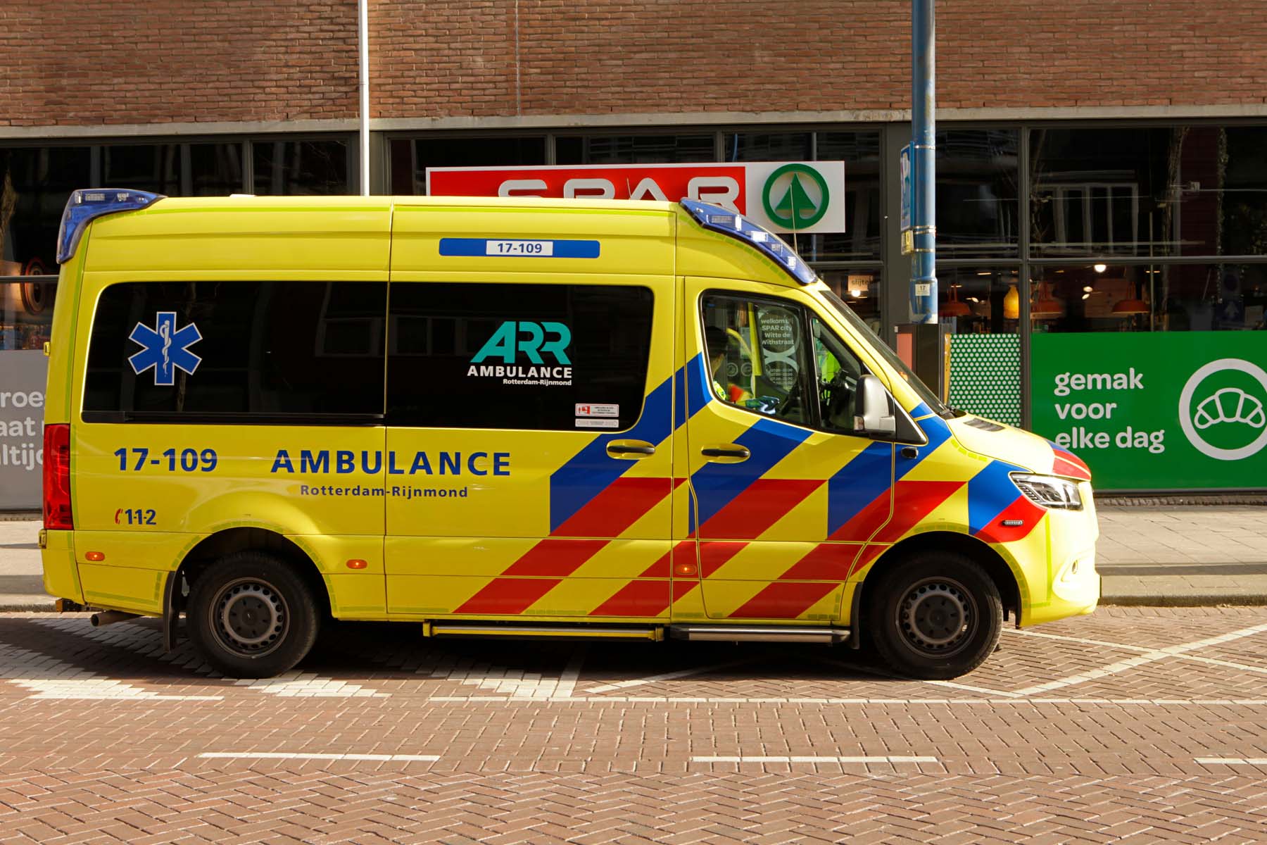 Dutch ambulance outside a supermarket