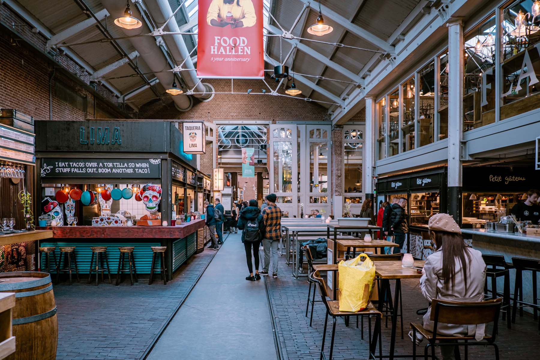 interior of Foodhallen foodmarket in Amsterdam West