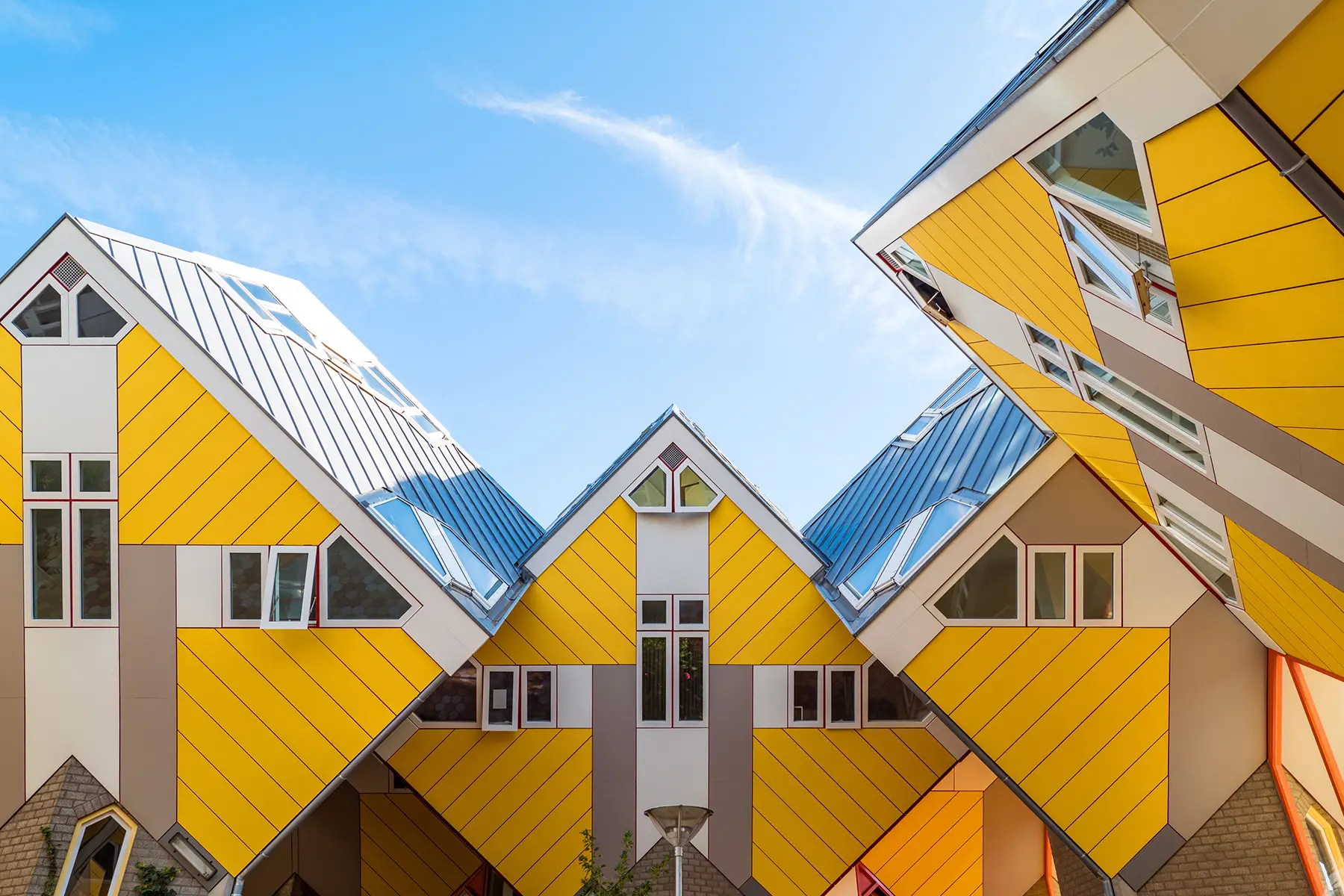 The yellow Cube Houses in Rotterdam, Netherlands