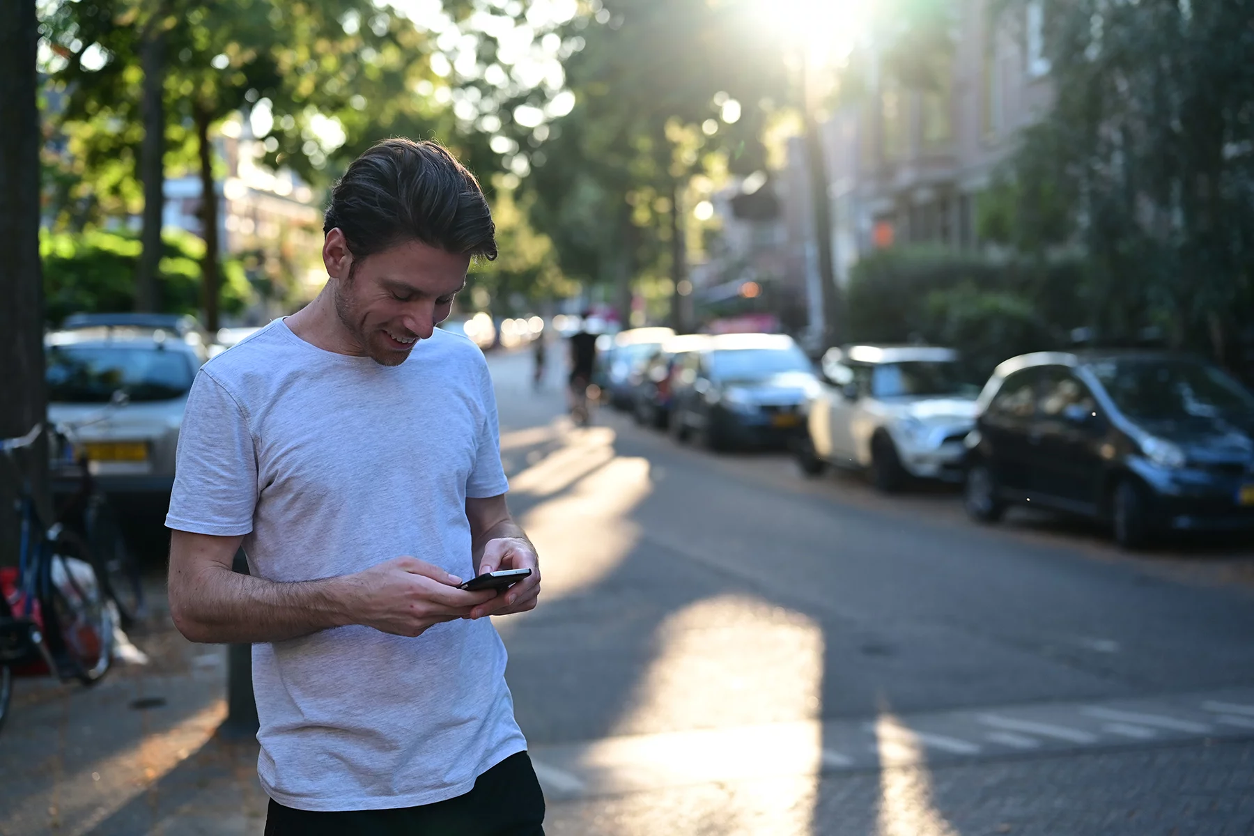 Man using mobile phone in the Netherlands
