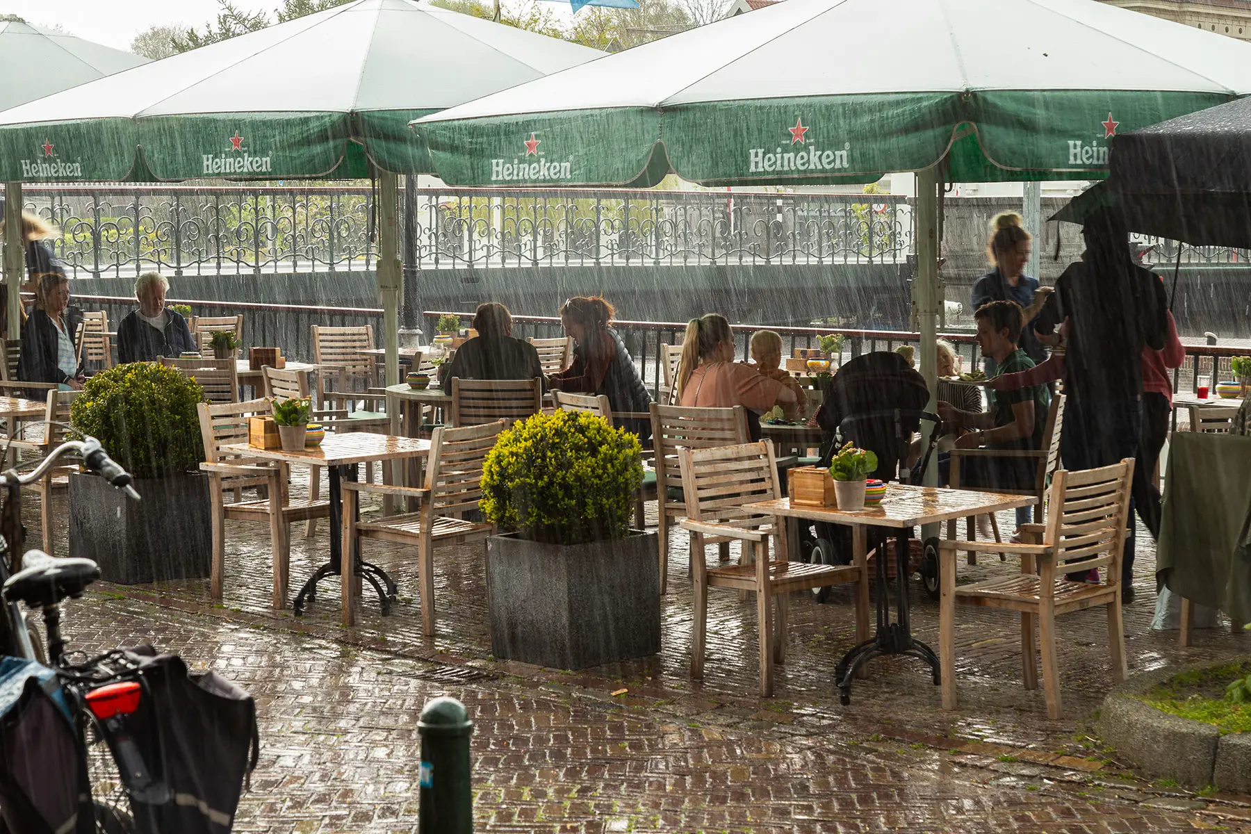 Rain on a terrace in the Netherlands