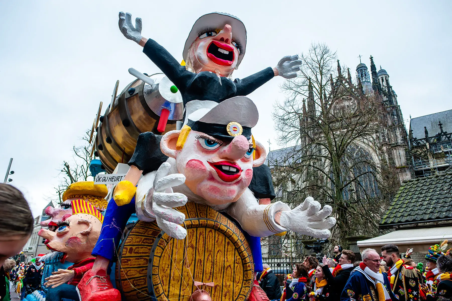 Large floats riding in the carnival parade in Den Bosch, the Netherlands.