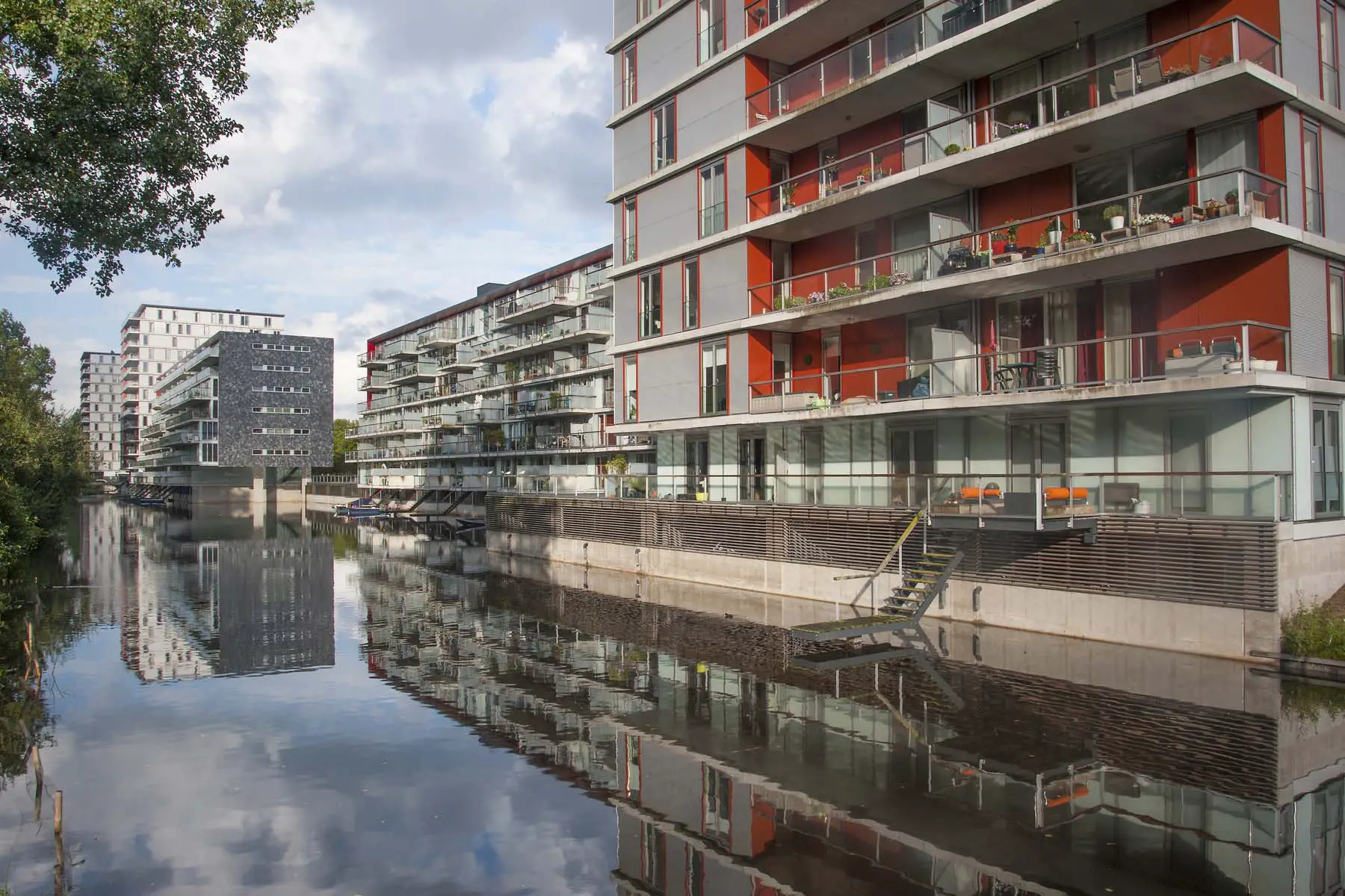 exterior of modern residential buildings in Osdorp neighborhood in Amsterdam