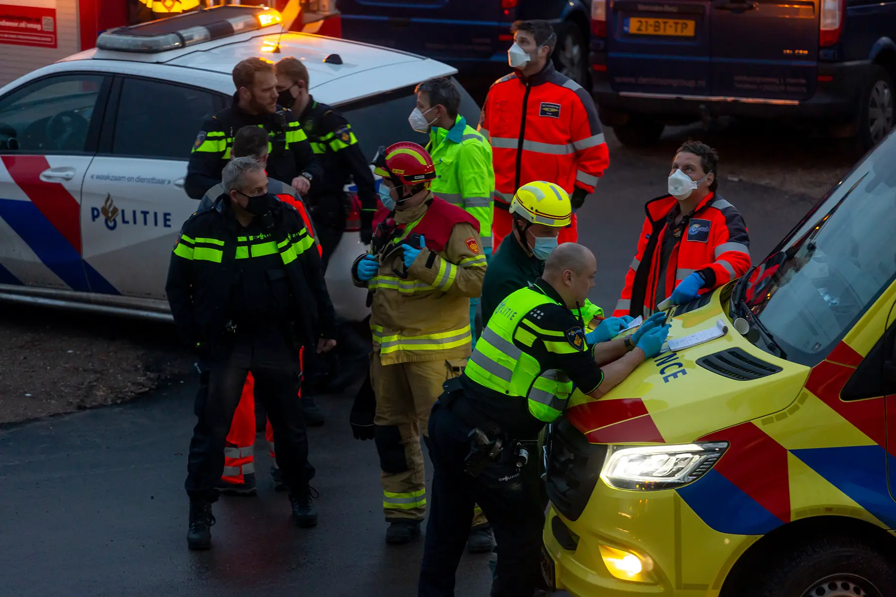 Police and ambulance responding to an accident in the Netherlands