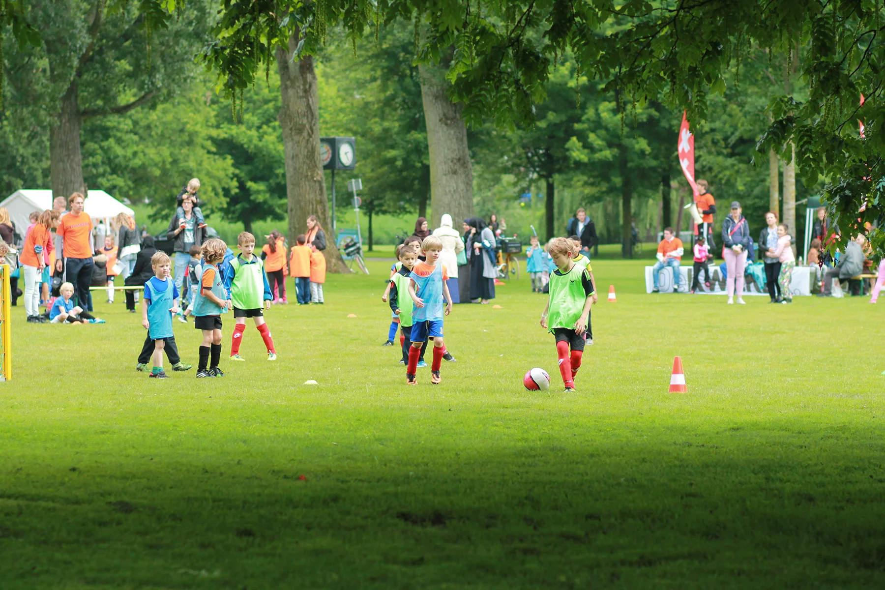 Schoolchildren playing football in Amsterdam