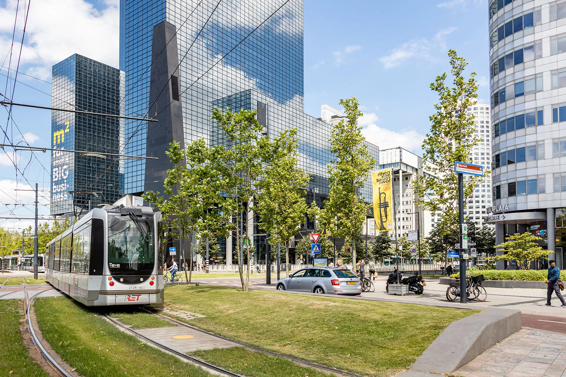 Tram driving through Rotterdam