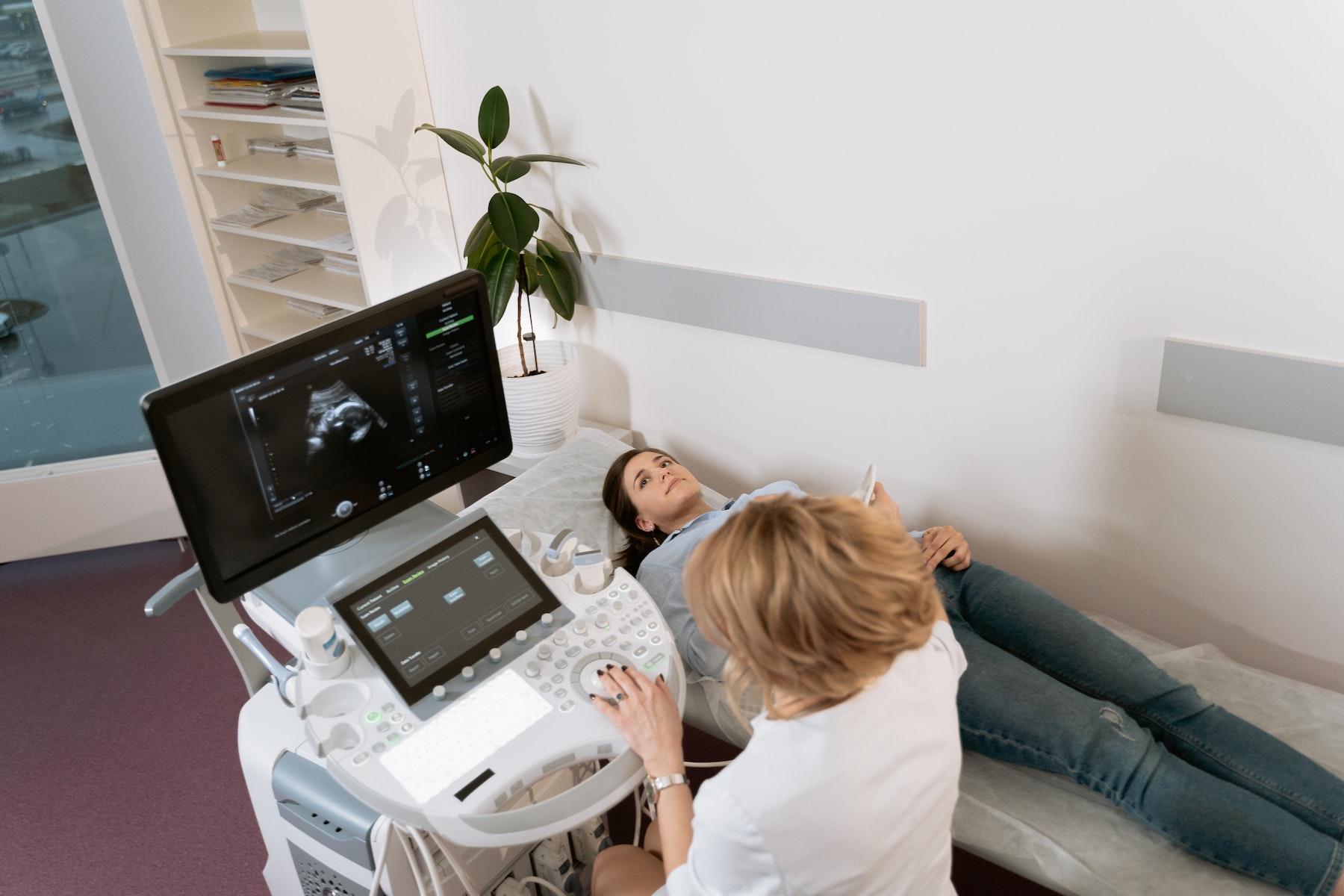 Pregnant woman receiving ultrasound