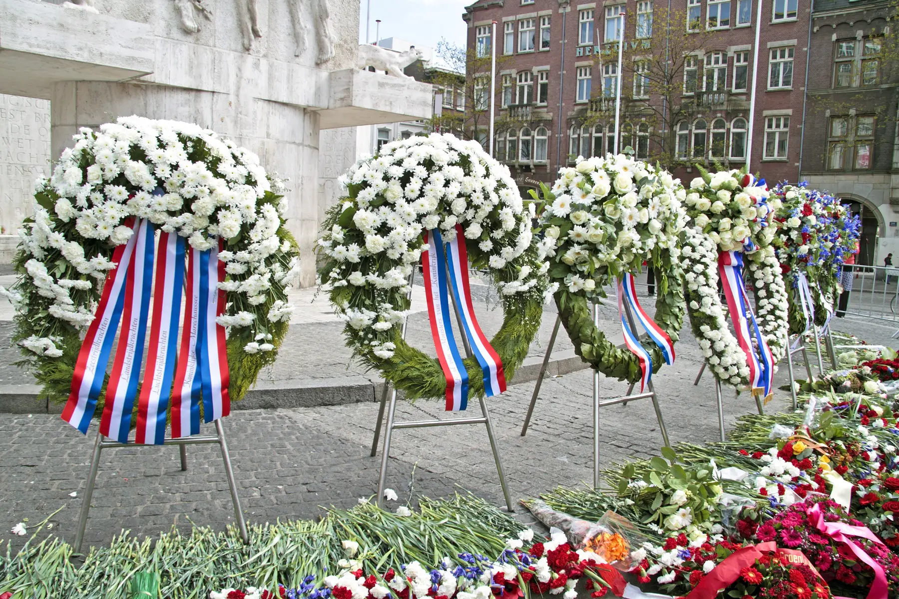 Wreaths laid at Dam in Amsterdam on Dodenherdenking