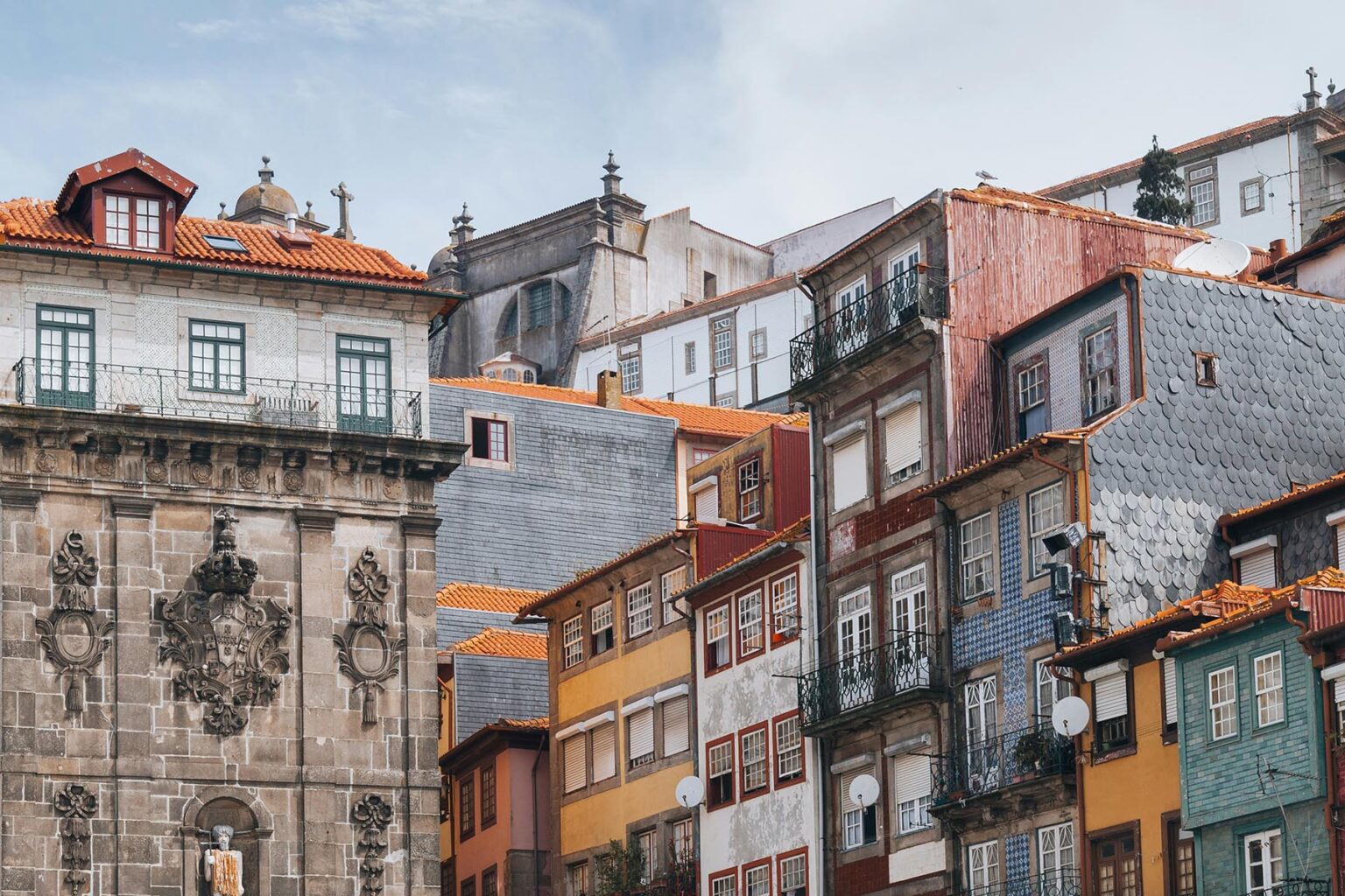 Buildings standing next to each other in Lisbon, Portugal