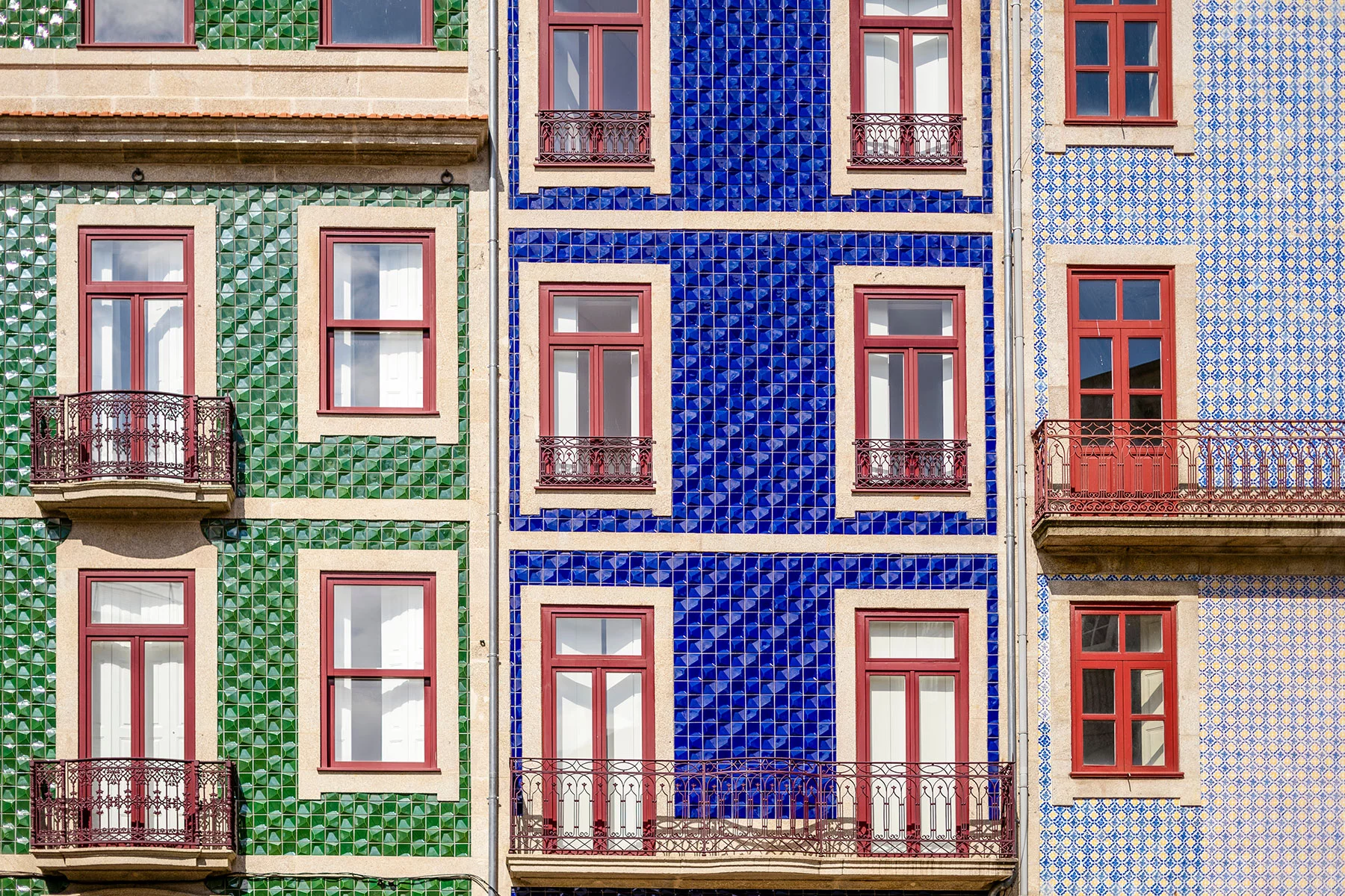 Colorful tiled houses in Porto