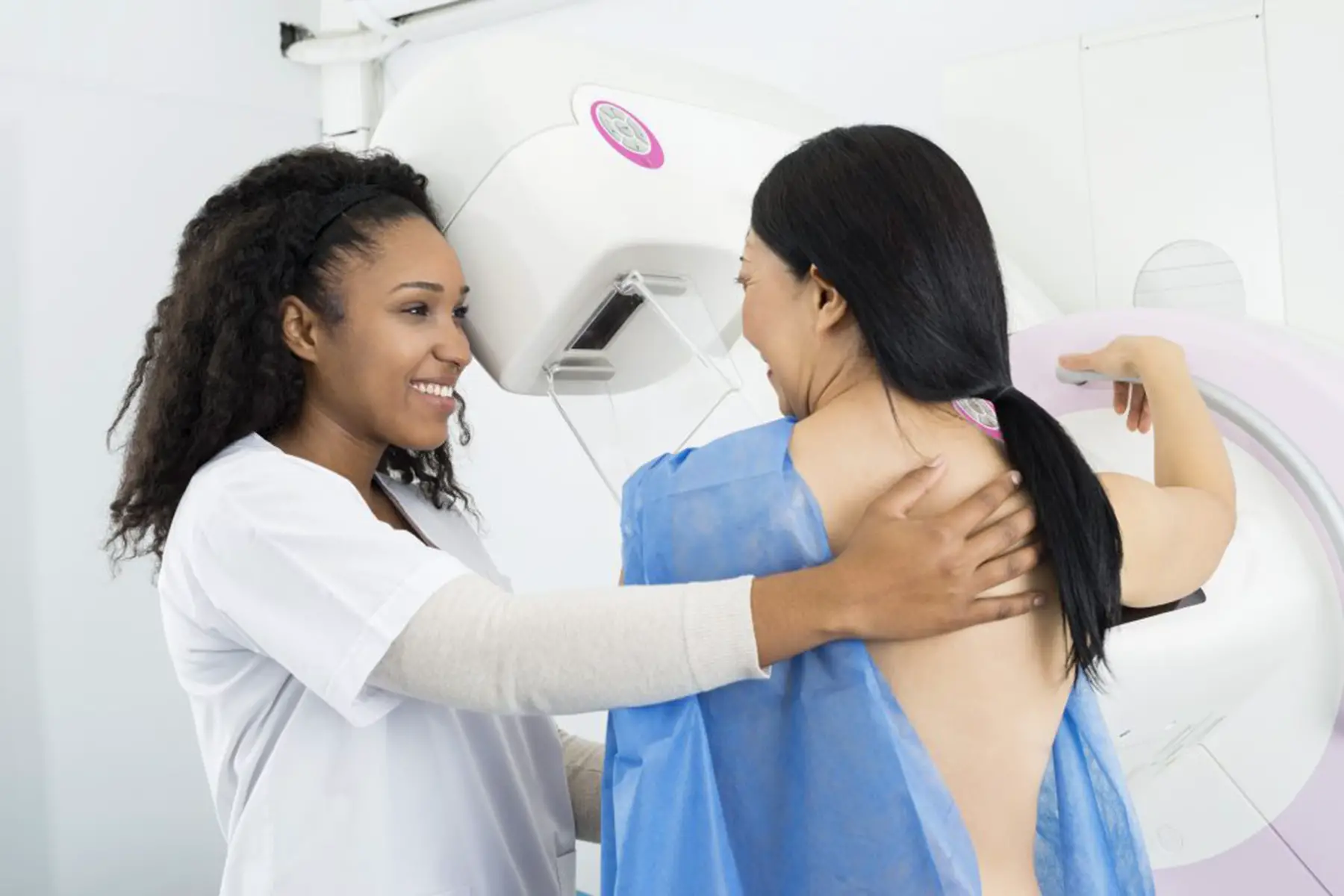 patient getting a mammogram