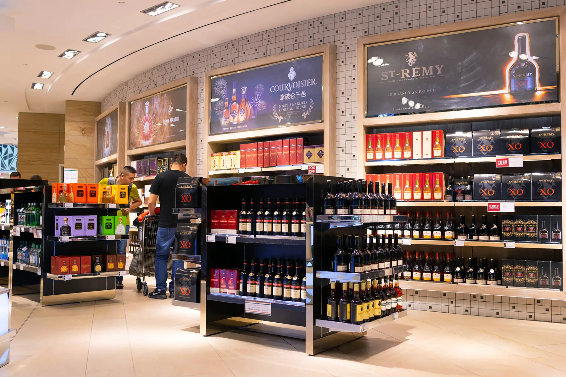 Alcohol for sale at a shop inside of Doha International Airport