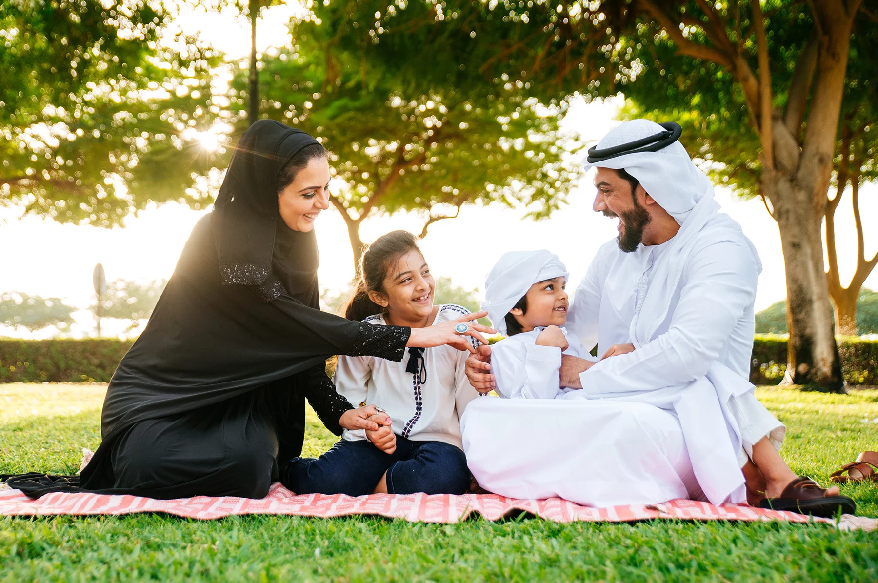 Family at a park in Qatar