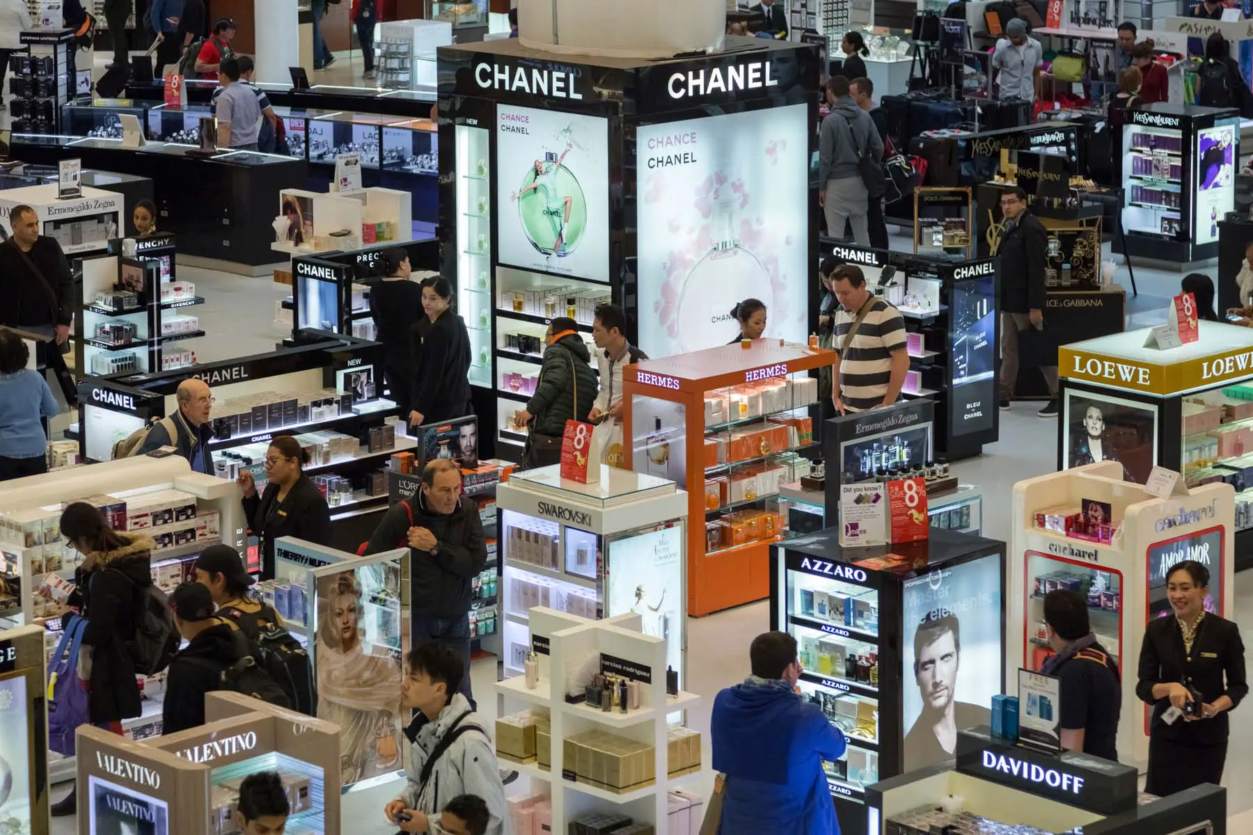 a fragrance store at Doha International Airport