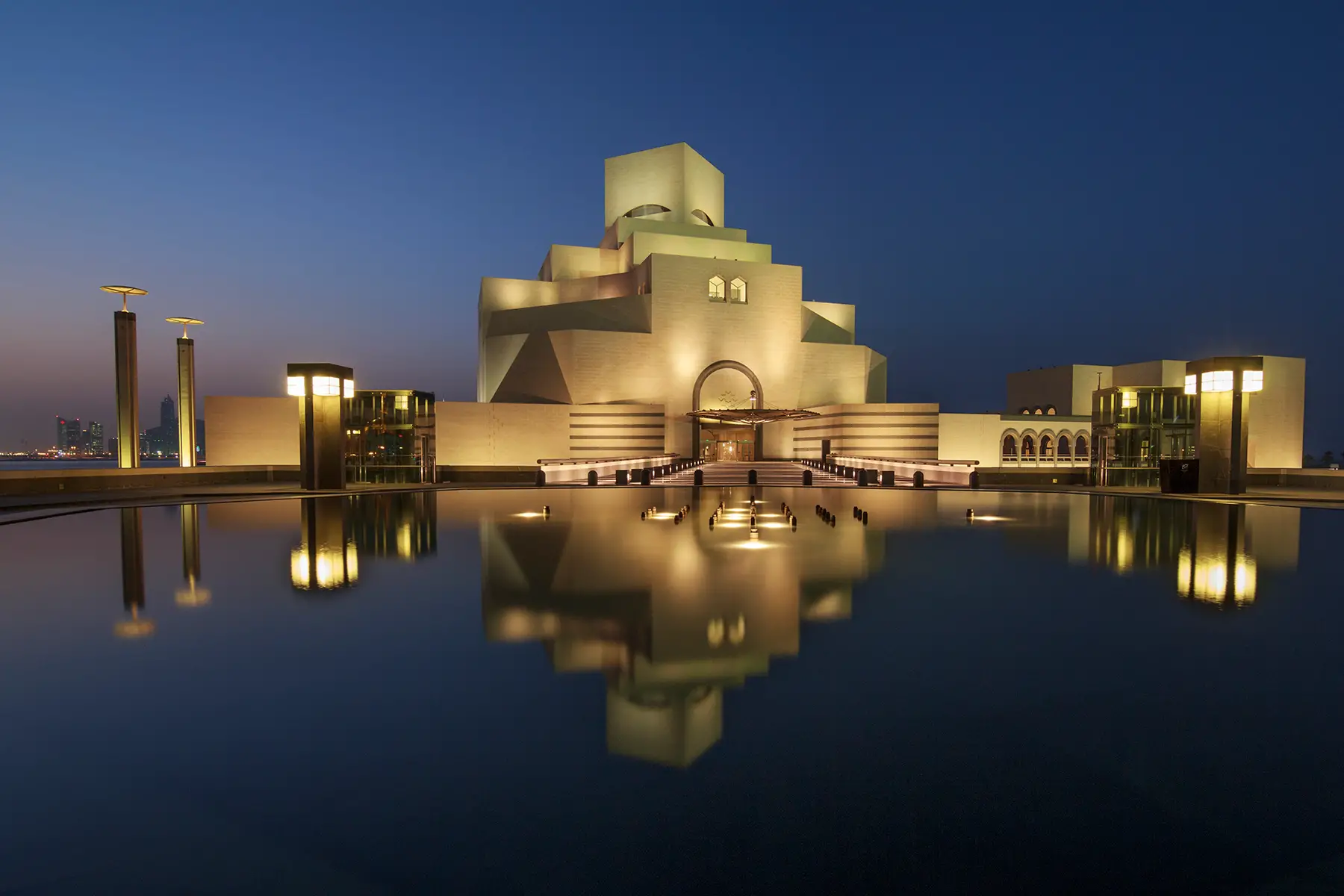 The Museum of Islamic Art in Doha at dusk
