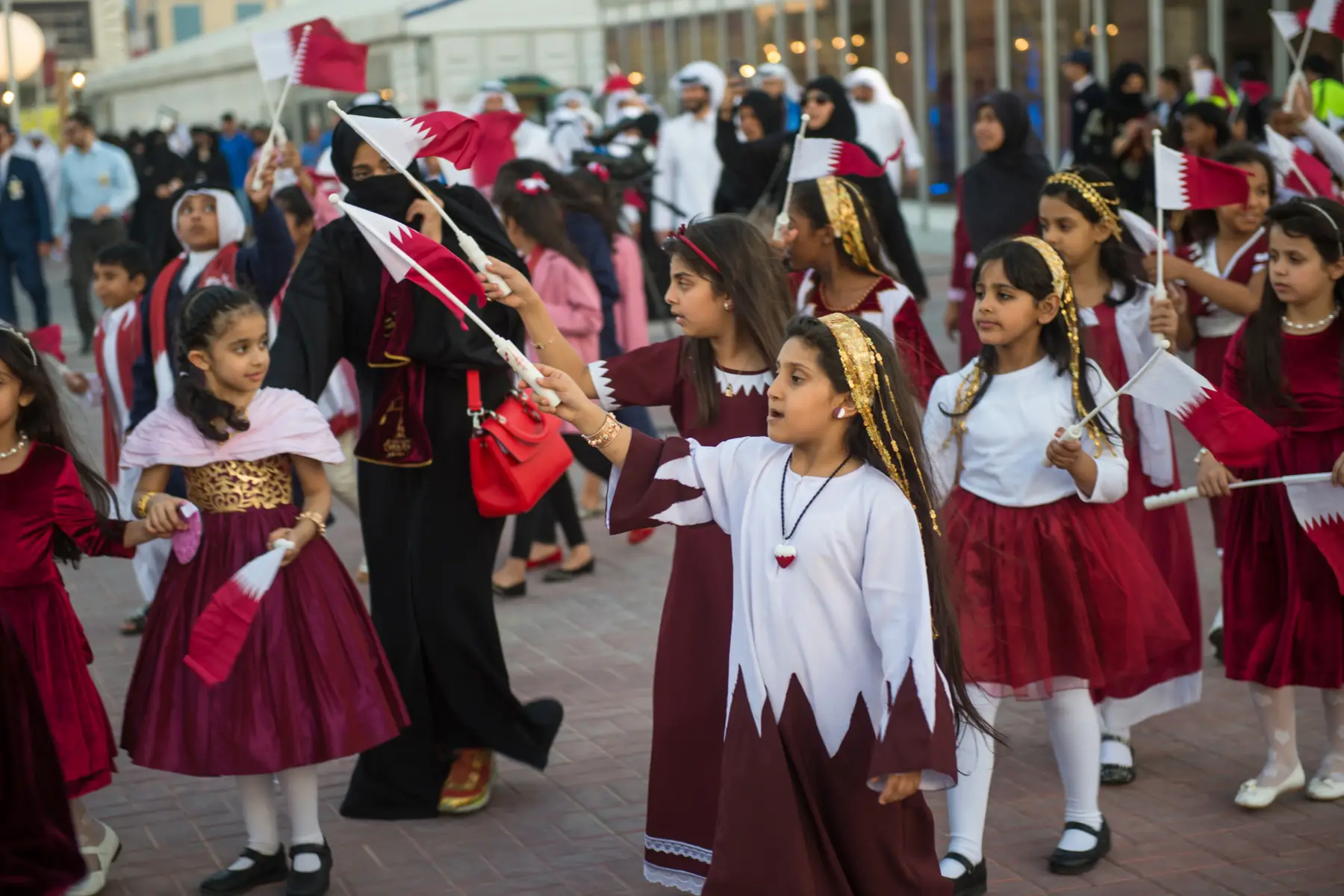 Primary school students celebrating Qatar National Day