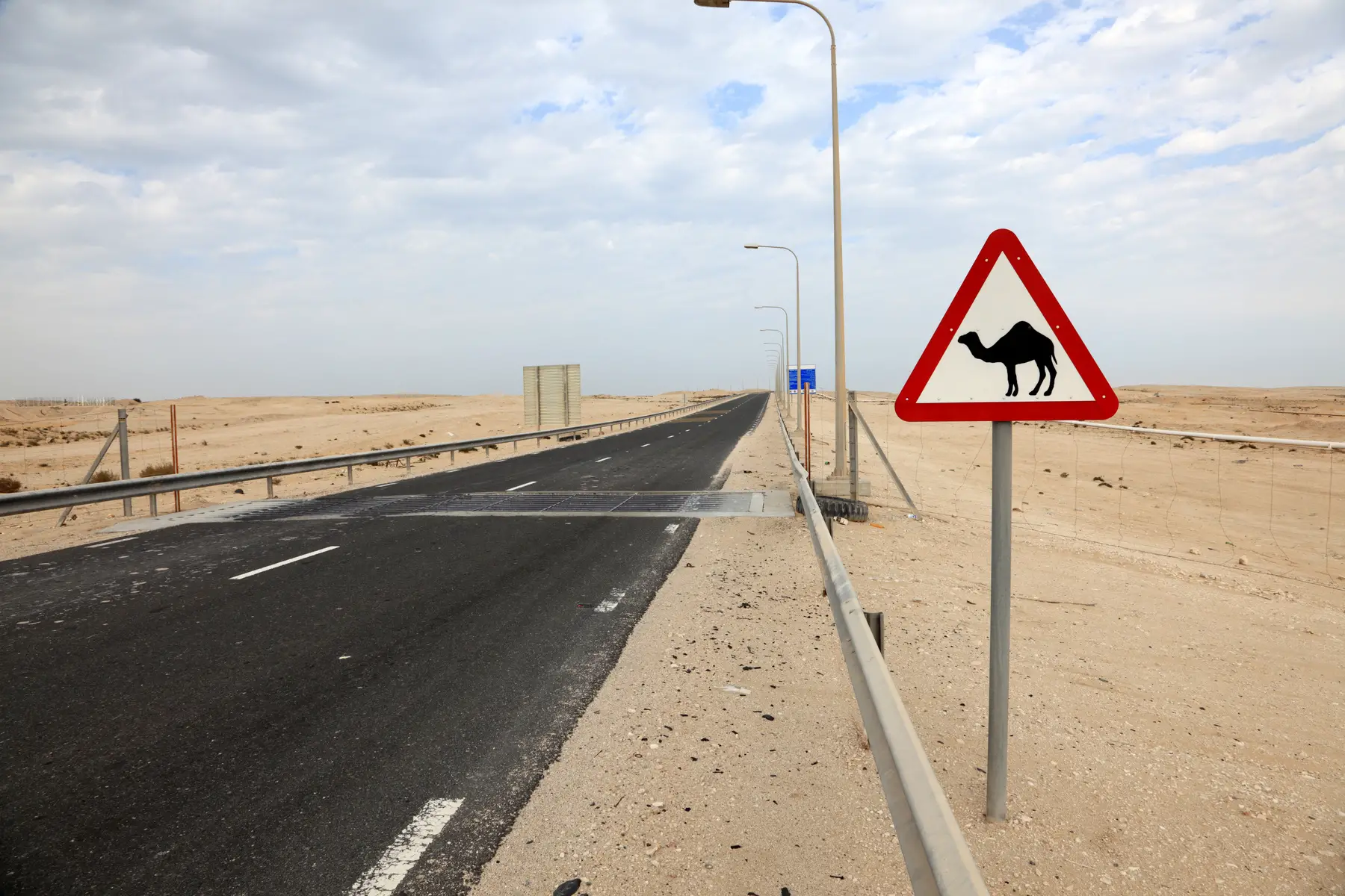 Road sign warning about camels