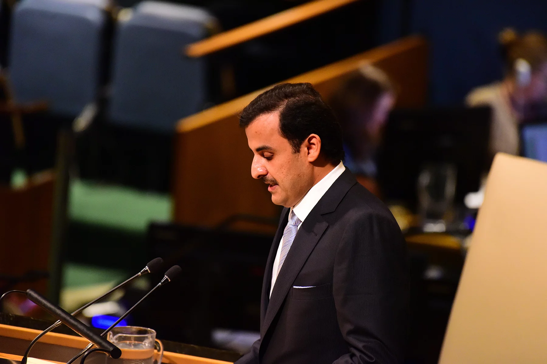 Sheikh Tamim bin Hamad Al-Thani addressing the UN General Assembly