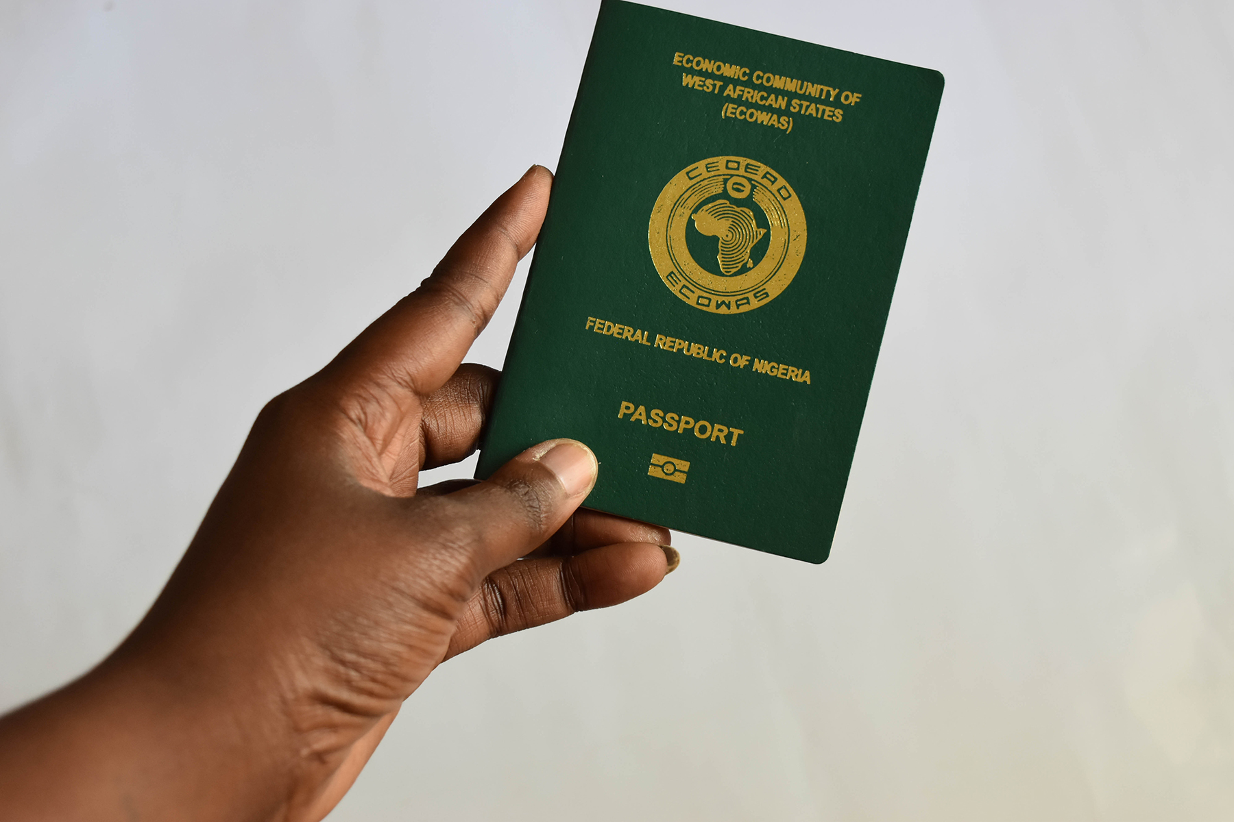 Traveler holding Nigerian passport