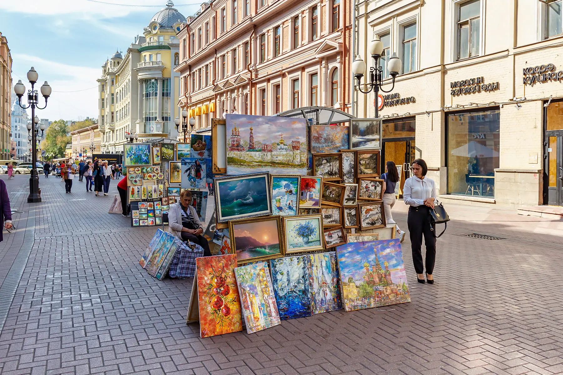 Stall selling paintings on the Arbat