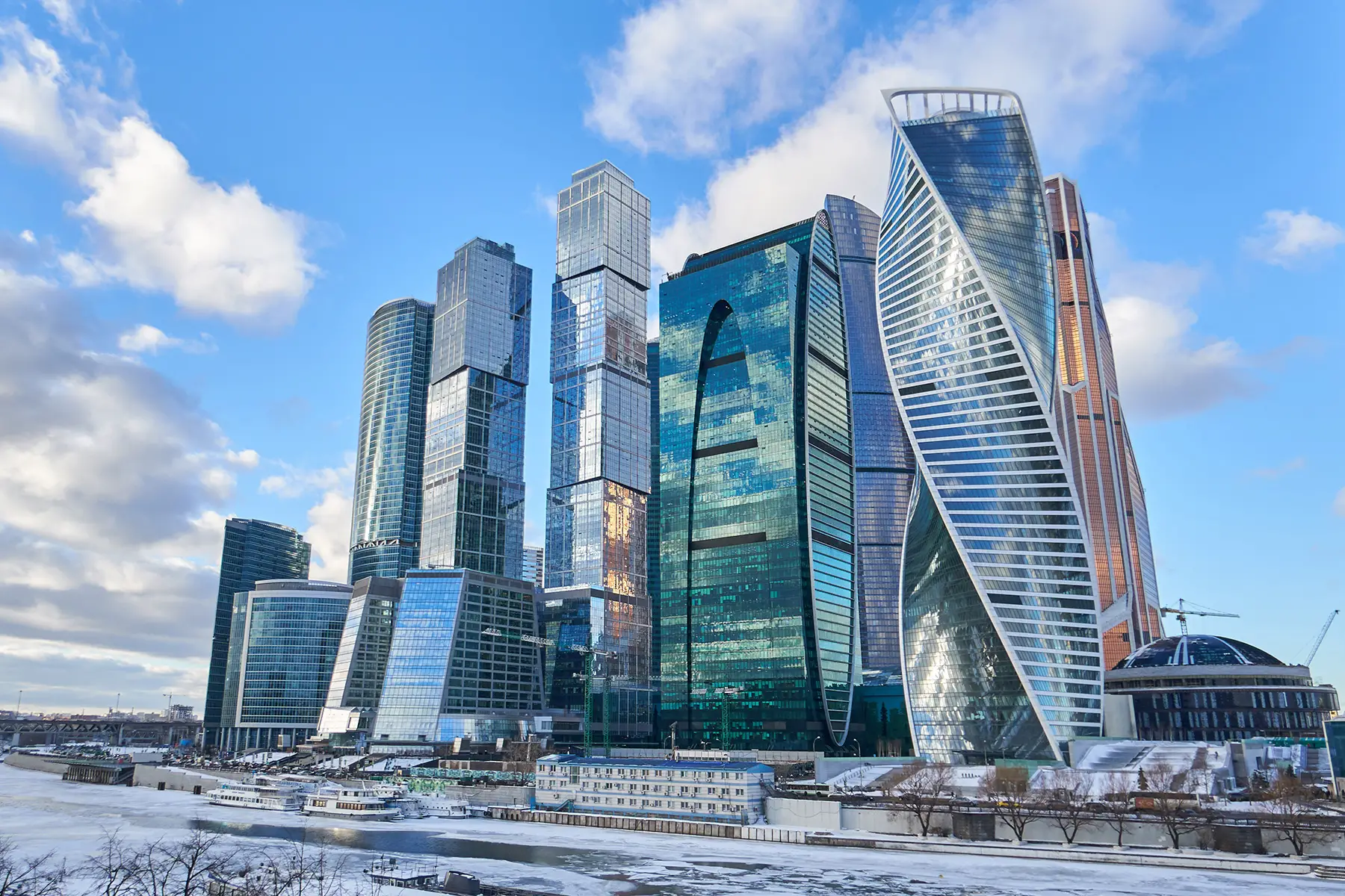 A collection of skyscrapers at Moscow International Business Center