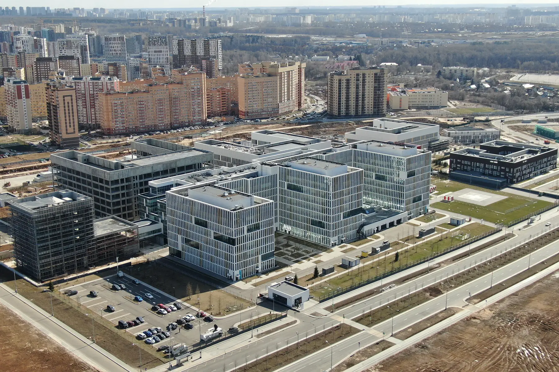 Aerial view of a large Moscow hospital