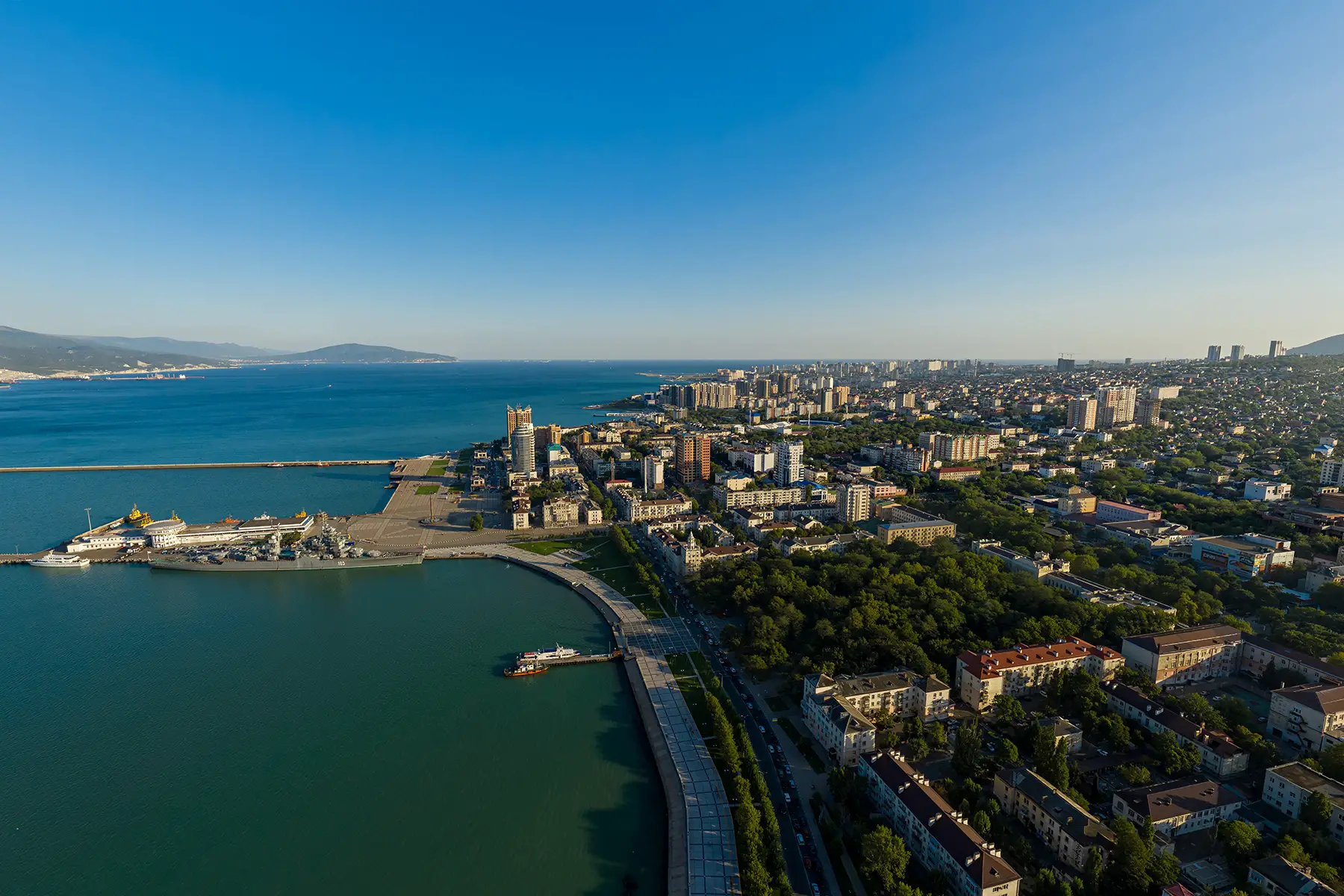 Aerial shot of Novorossiysk Port in Russia