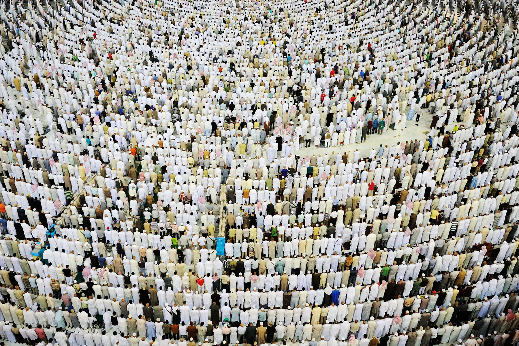 A large congregation for Friday prayer in a mosque in Mecca