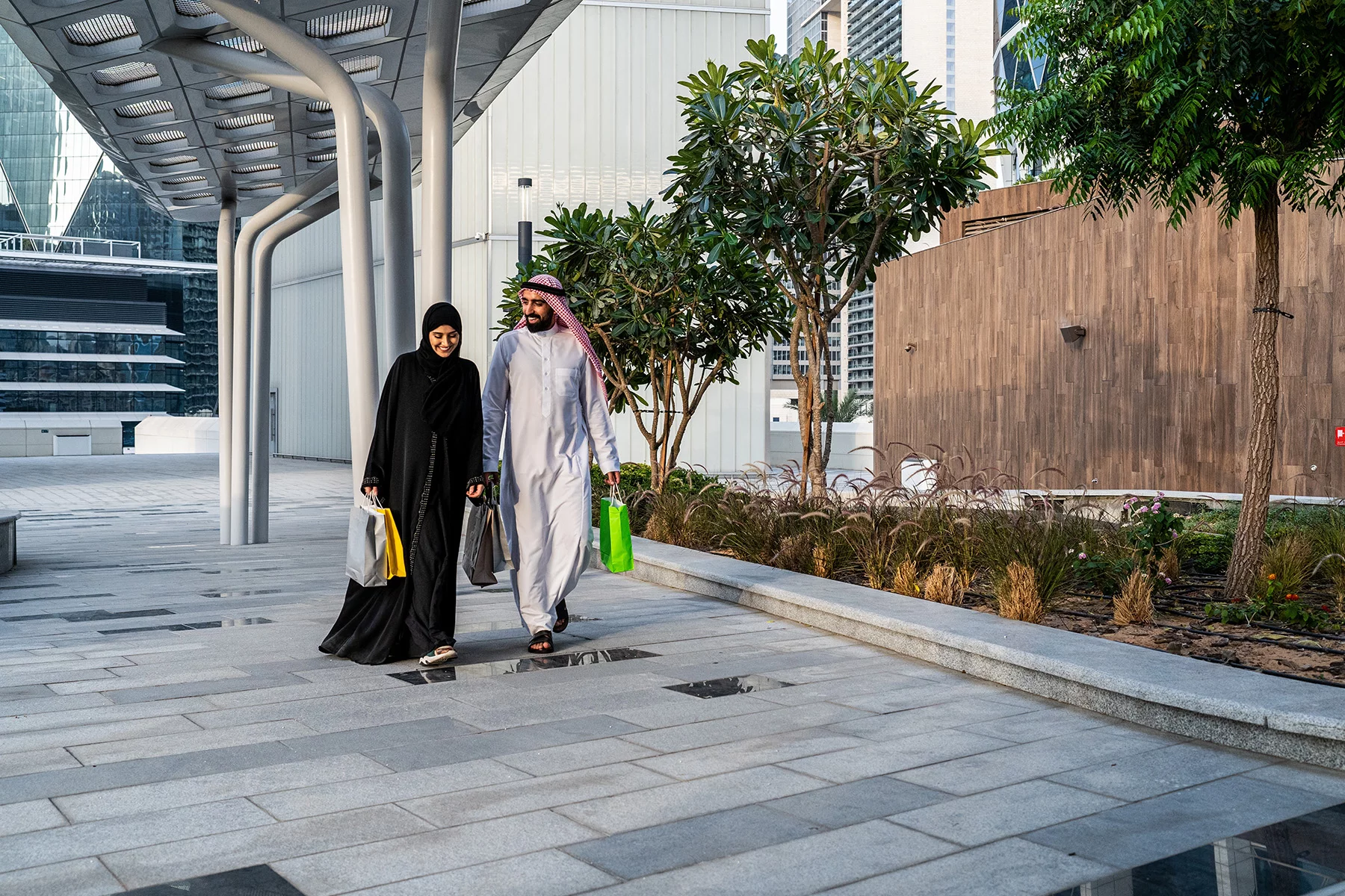 Couple shopping together in Saudi Arabia