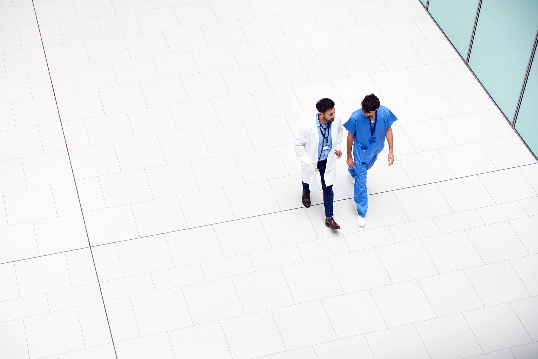 Doctors walking through a hospital
