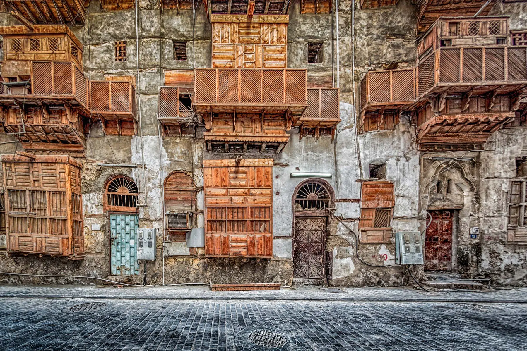 exteriors of old Arabic homes in Jeddah