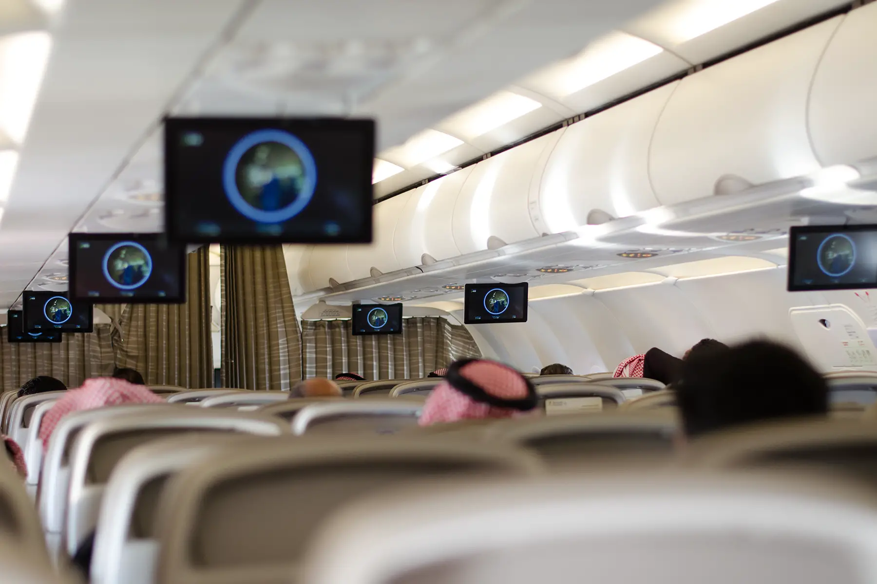 Passengers on a flight in Saudi Arabia