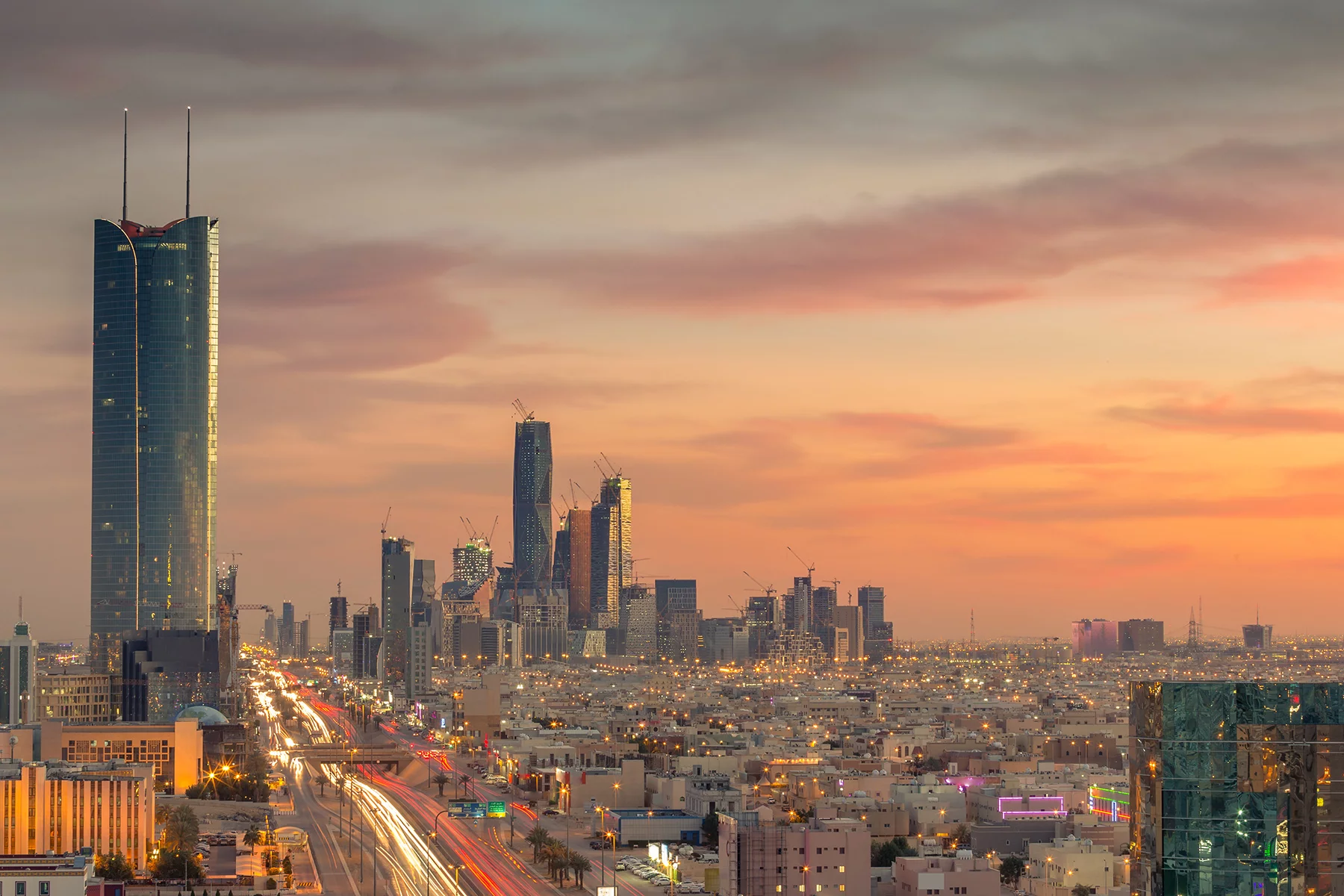 Riyadh skyline at sunset