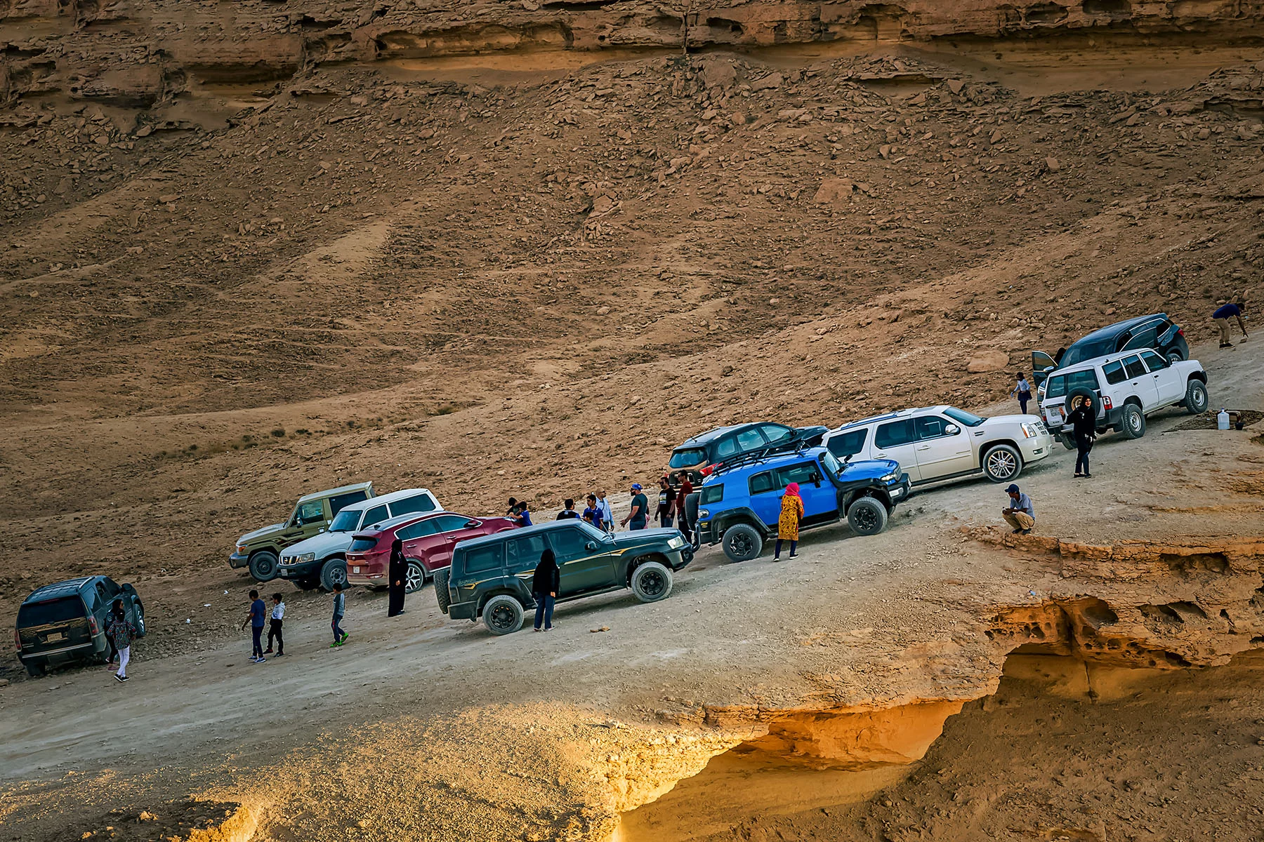 SUVs on a Saudi desert road