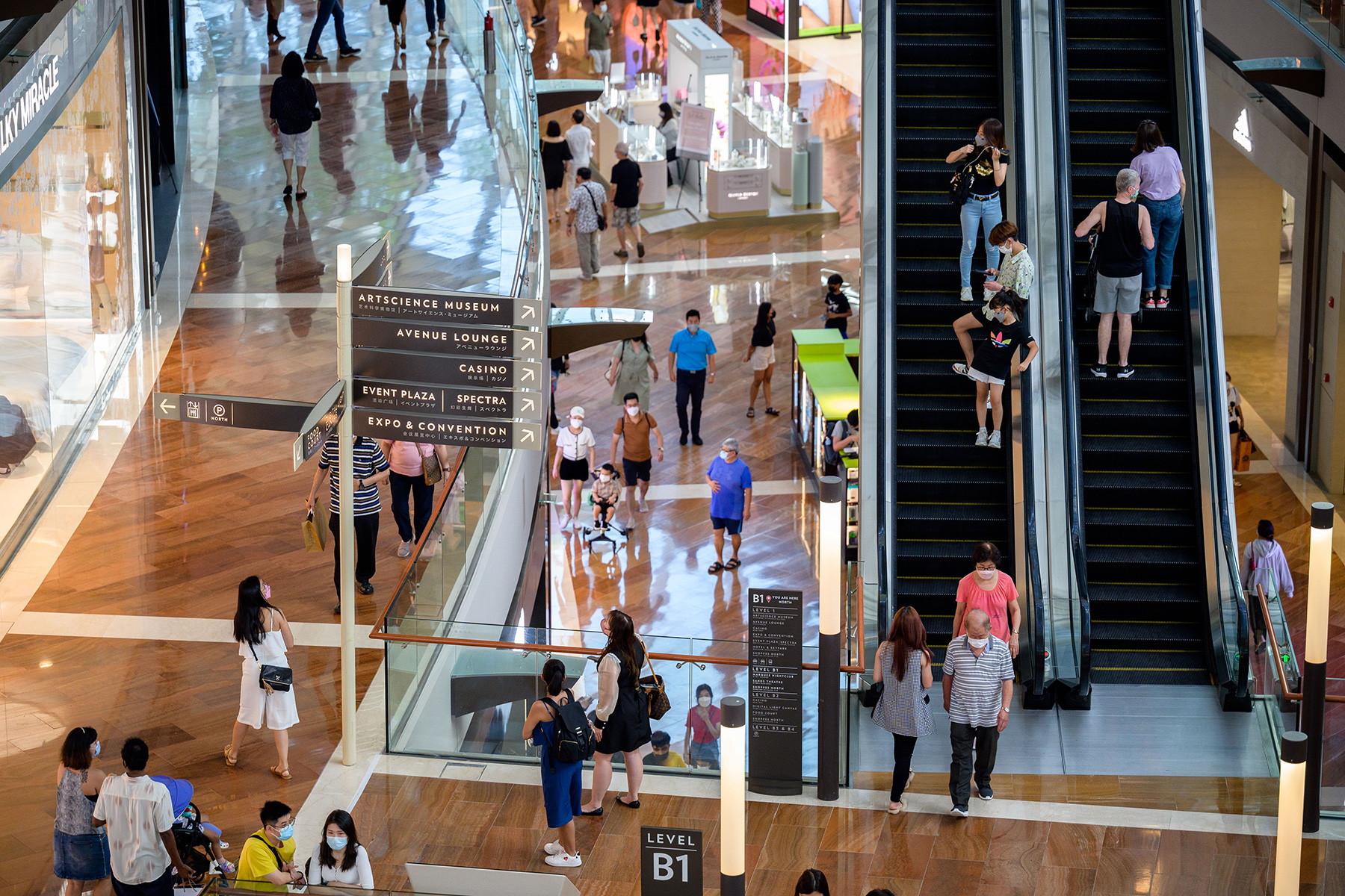 A busy shopping mall in Singapore