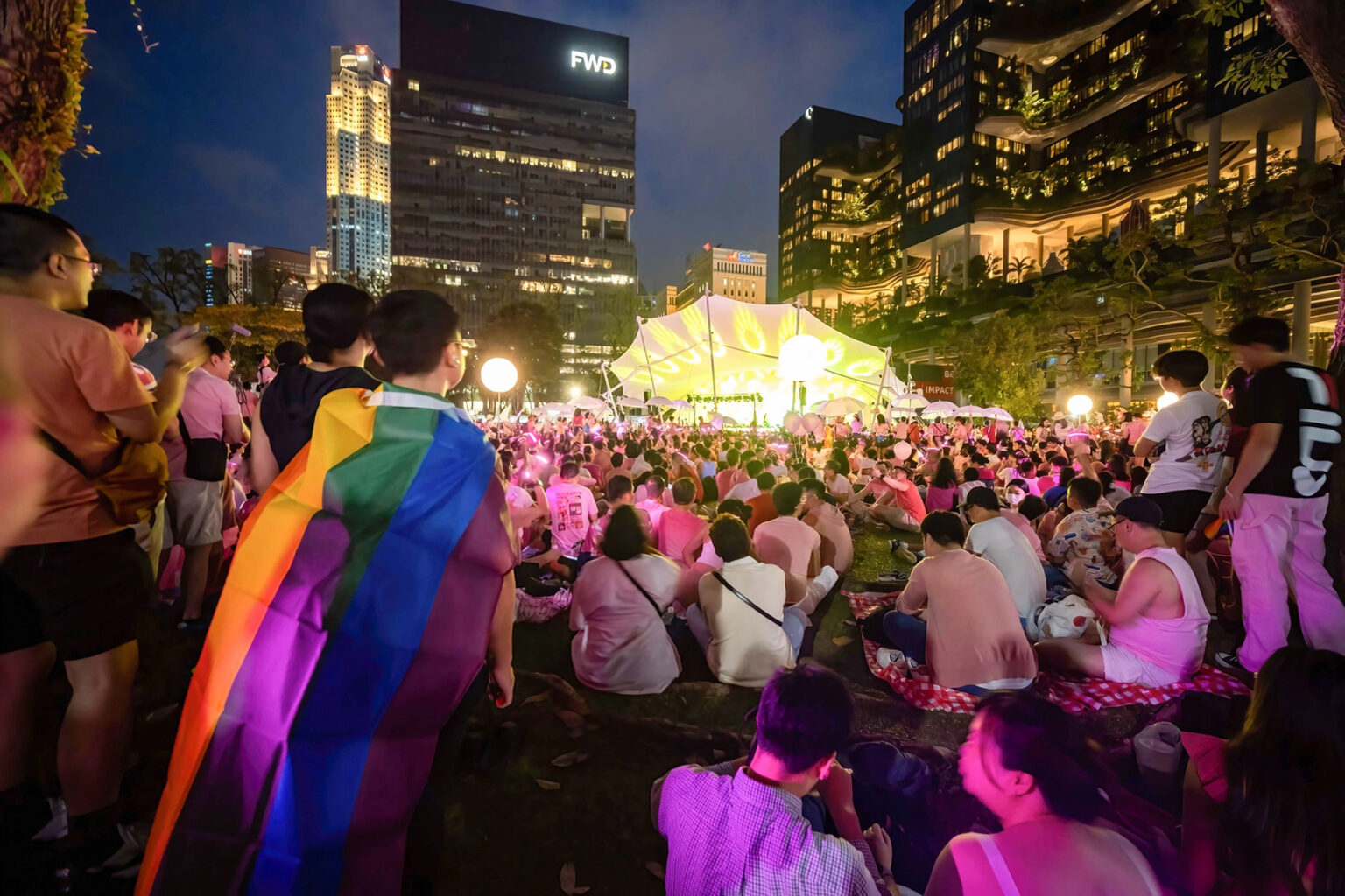 Pride celebration at night in Singapore