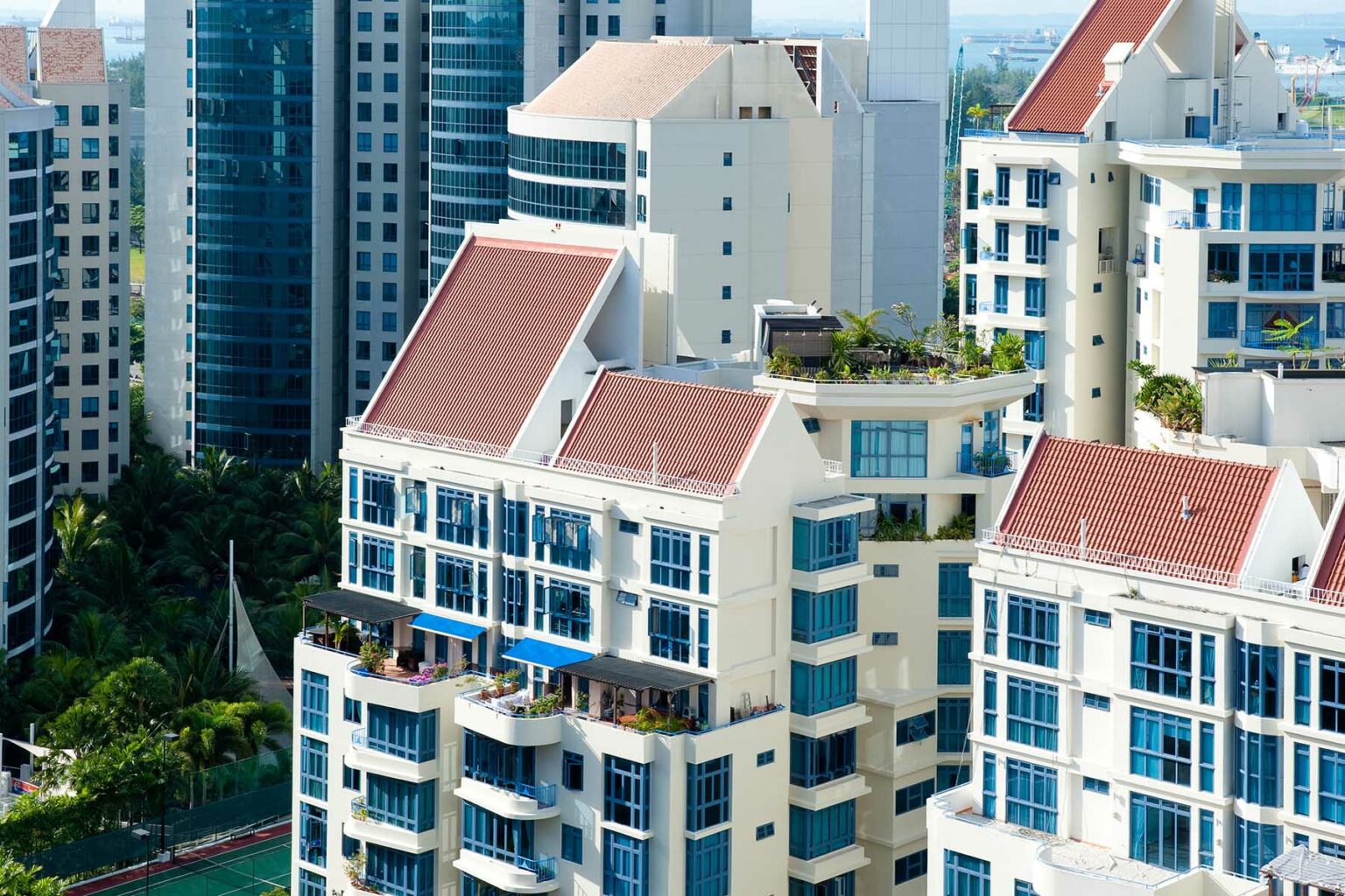 Expensive looking apartment buildings on Singapore's East Coast.