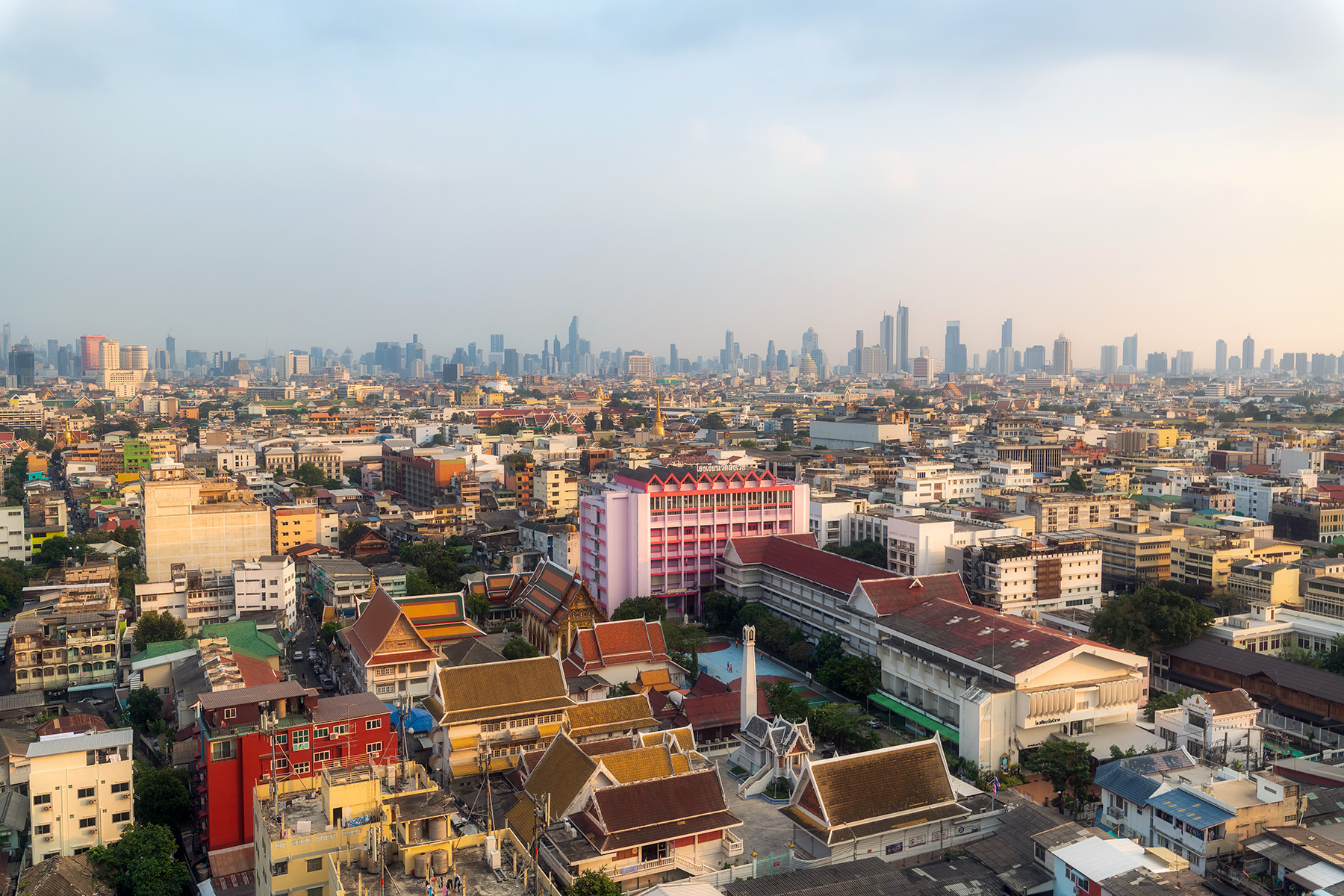 Aerial view of downtown Bangkok, Thailand