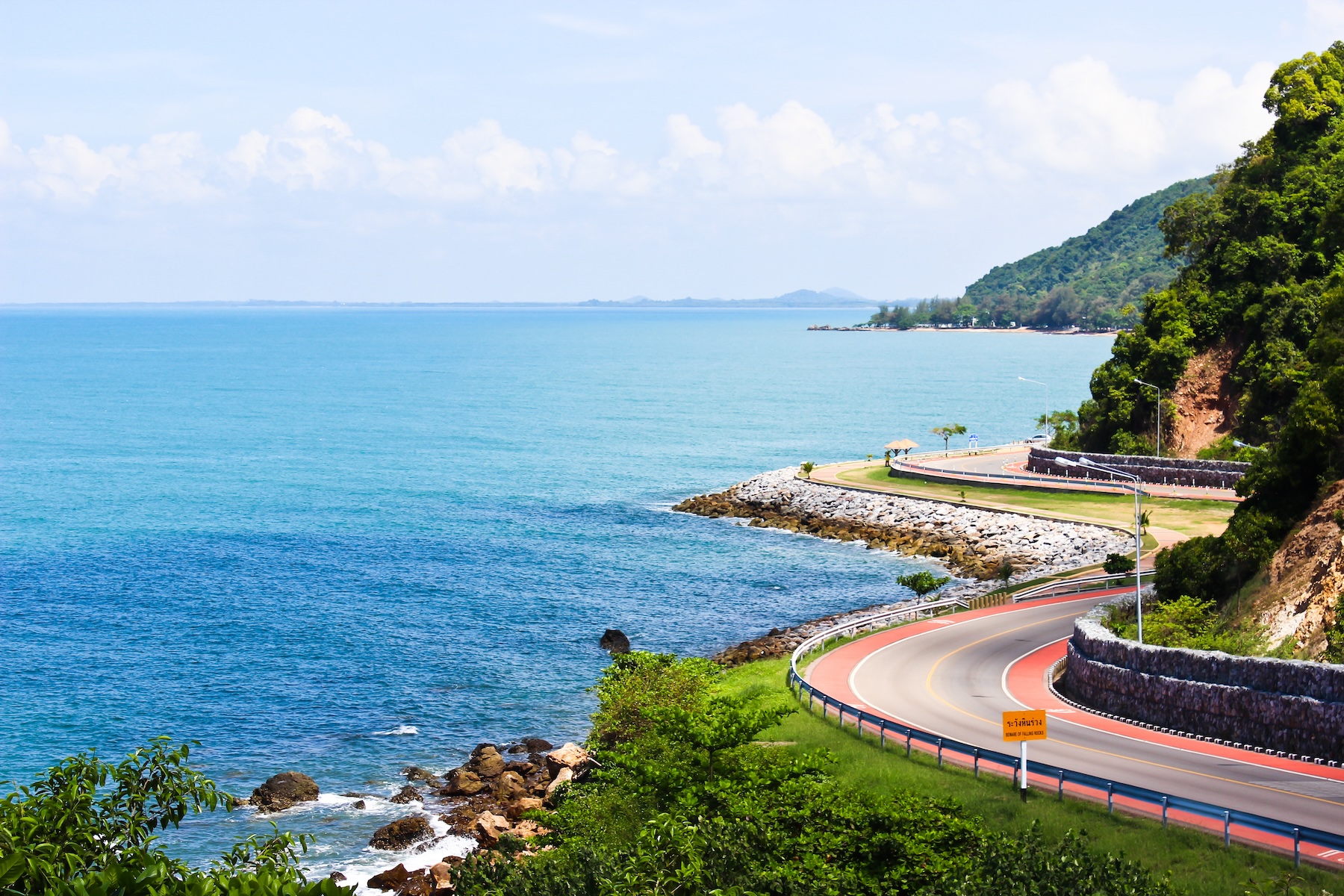 A scenic coastal highway, Chalerm Burapha Chonlathit in Chanthaburi, Thailand