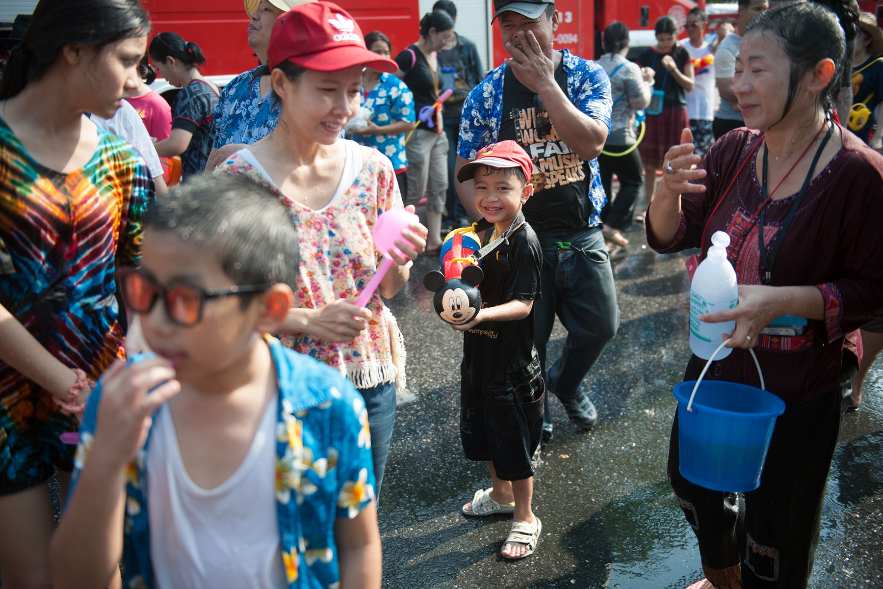 People are getting soaked during the Songkran festival.