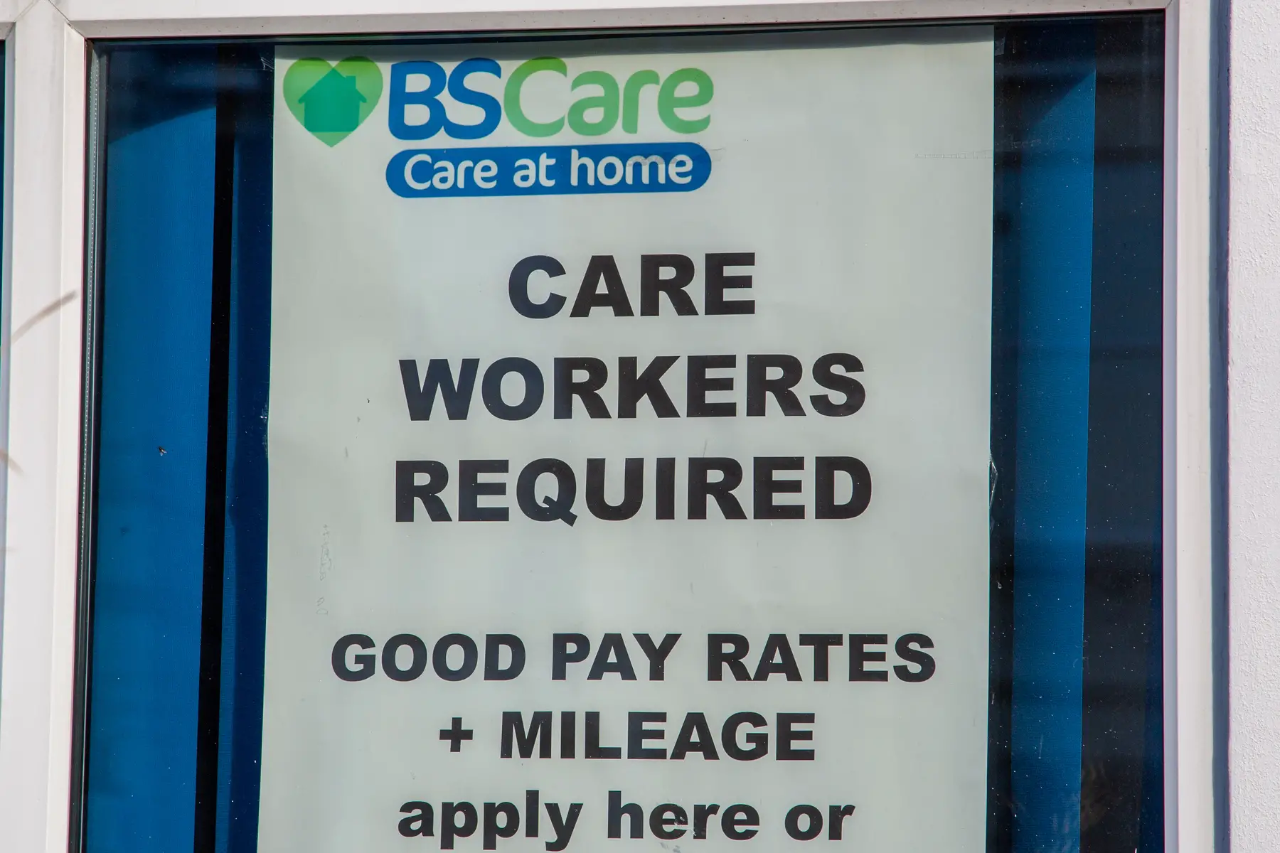 Hiring sign at a care home