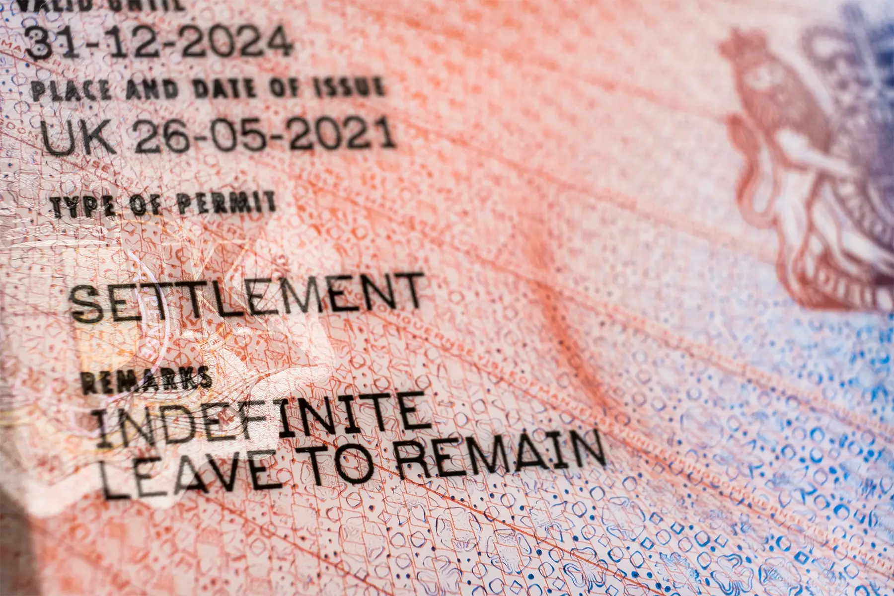 a Residence Permit document for Indefinite Leave to Remain (ILR)